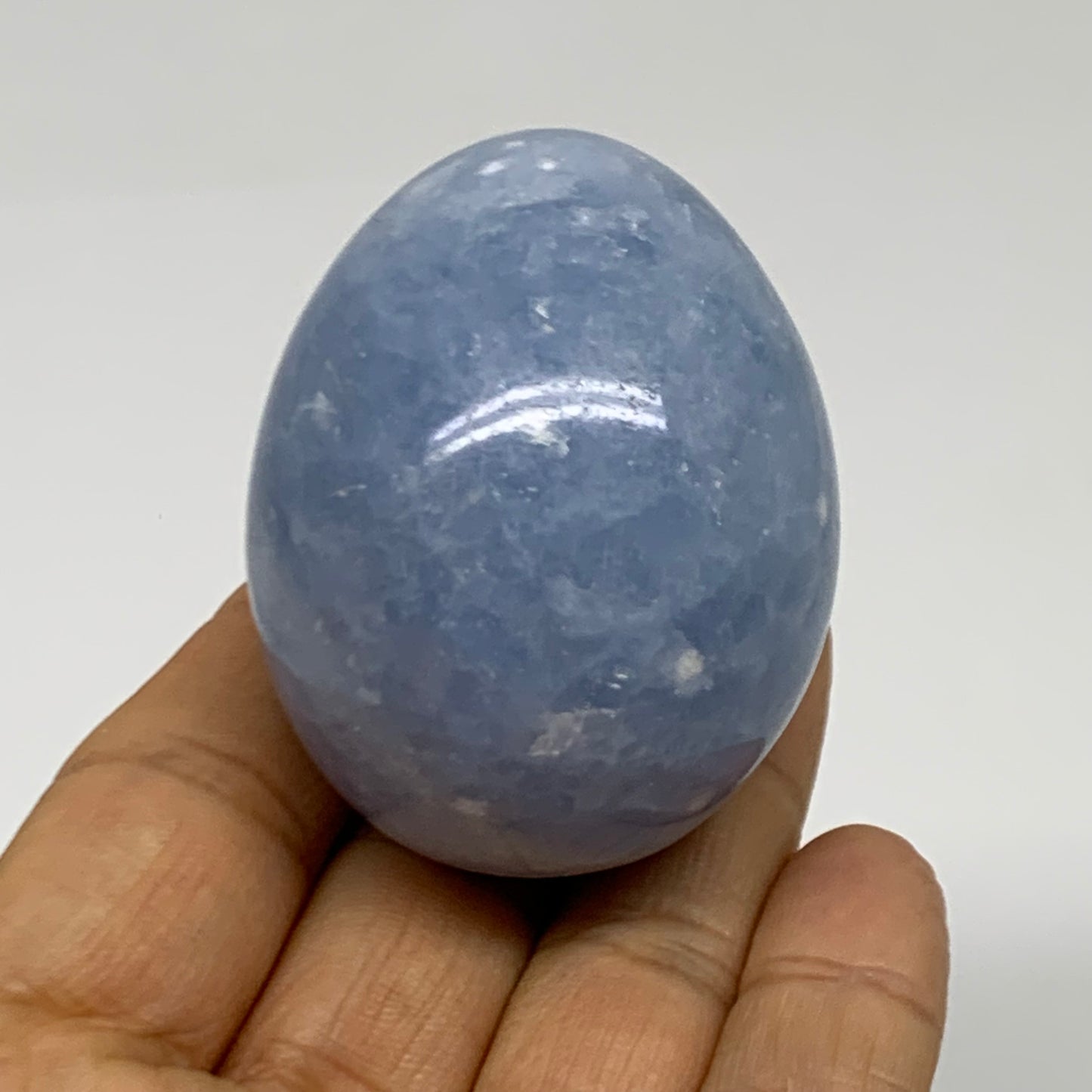 130g, 2.1"x1.7", Natural Blue Calcite Egg Polished Crystal @Madagascar, B38393