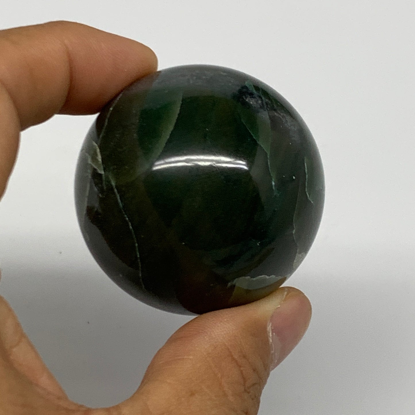 125.1g, 1.7"(44mm) Green Zade Stone Sphere Gemstone,Healing Crystal, B27166