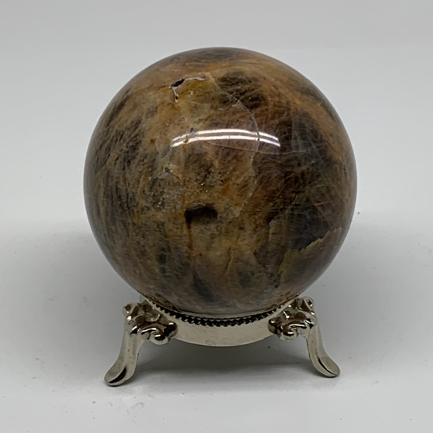 1.14 lbs, 2.9"(73mm), Black Moonstone Sphere Ball Gemstone Polished, B37529