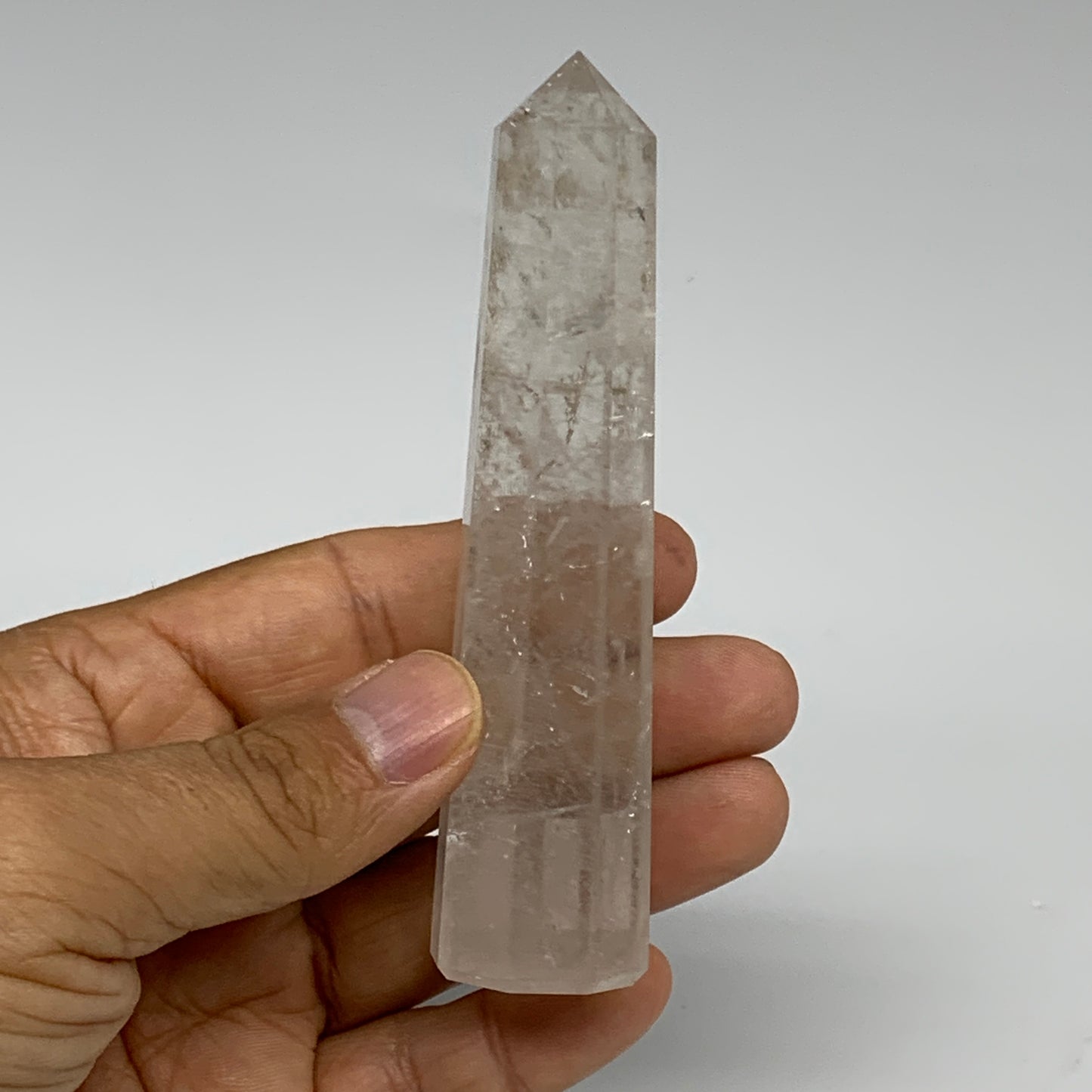 101.4g, 4.1"x1"x1", Natural Quartz Crystal Tower Point Obelisk @India, B31064