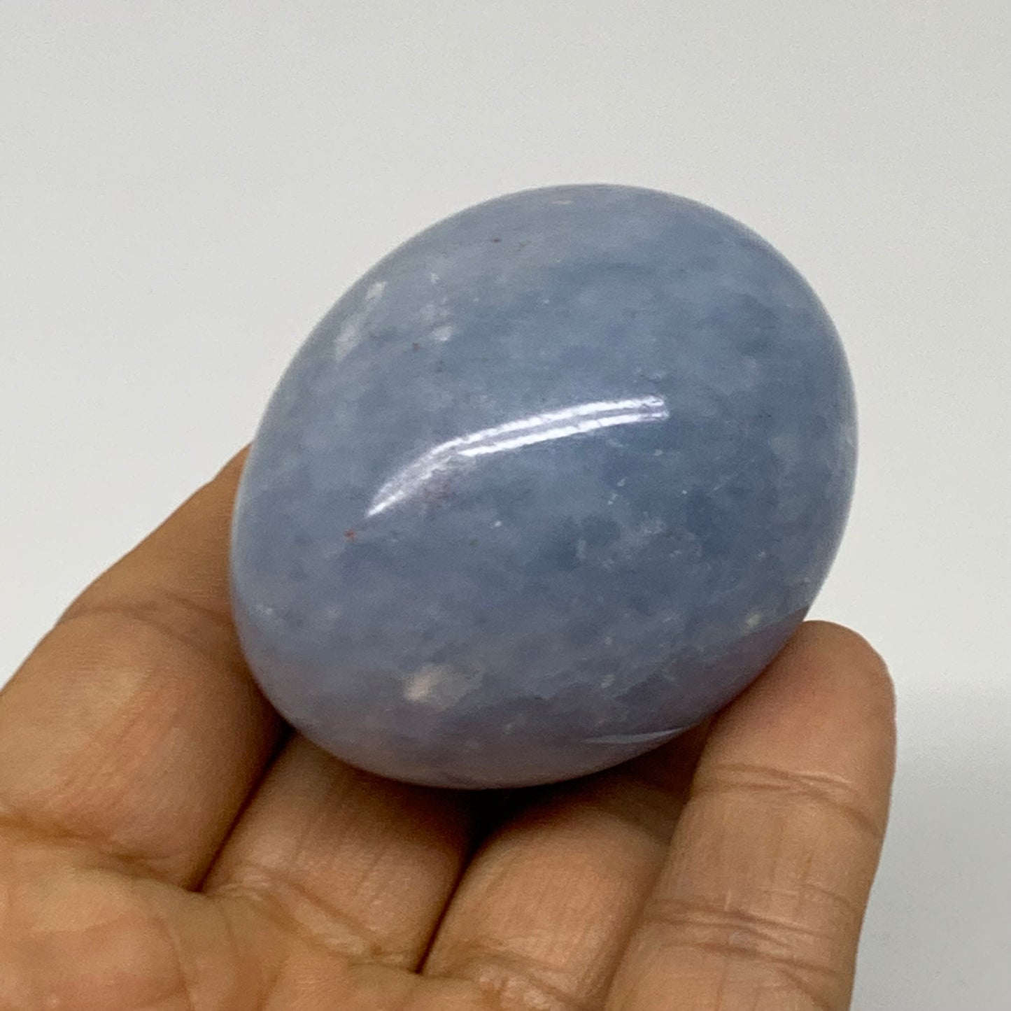 130g, 2.1"x1.7", Natural Blue Calcite Egg Polished Crystal @Madagascar, B38393
