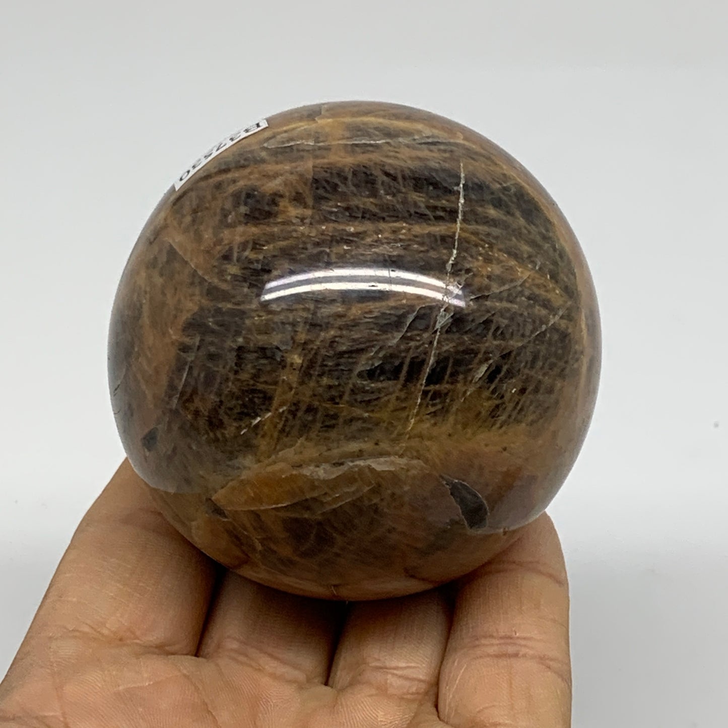 0.77 lbs, 2.5"(64mm), Black Moonstone Sphere Ball Gemstone Polished, B37530