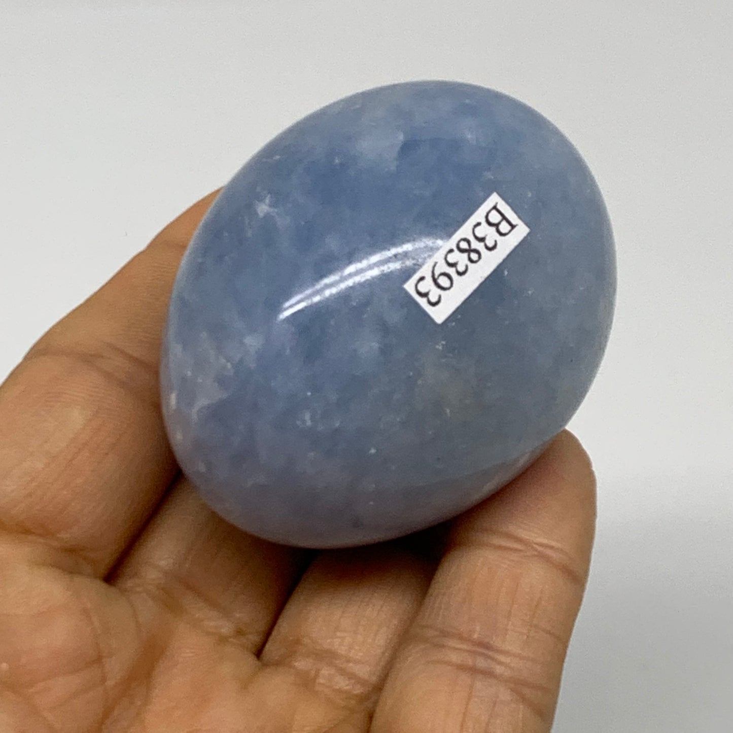 130g, 2.1"x1.7", Natural Blue Calcite Egg Polished Crystal @Madagascar, B38393