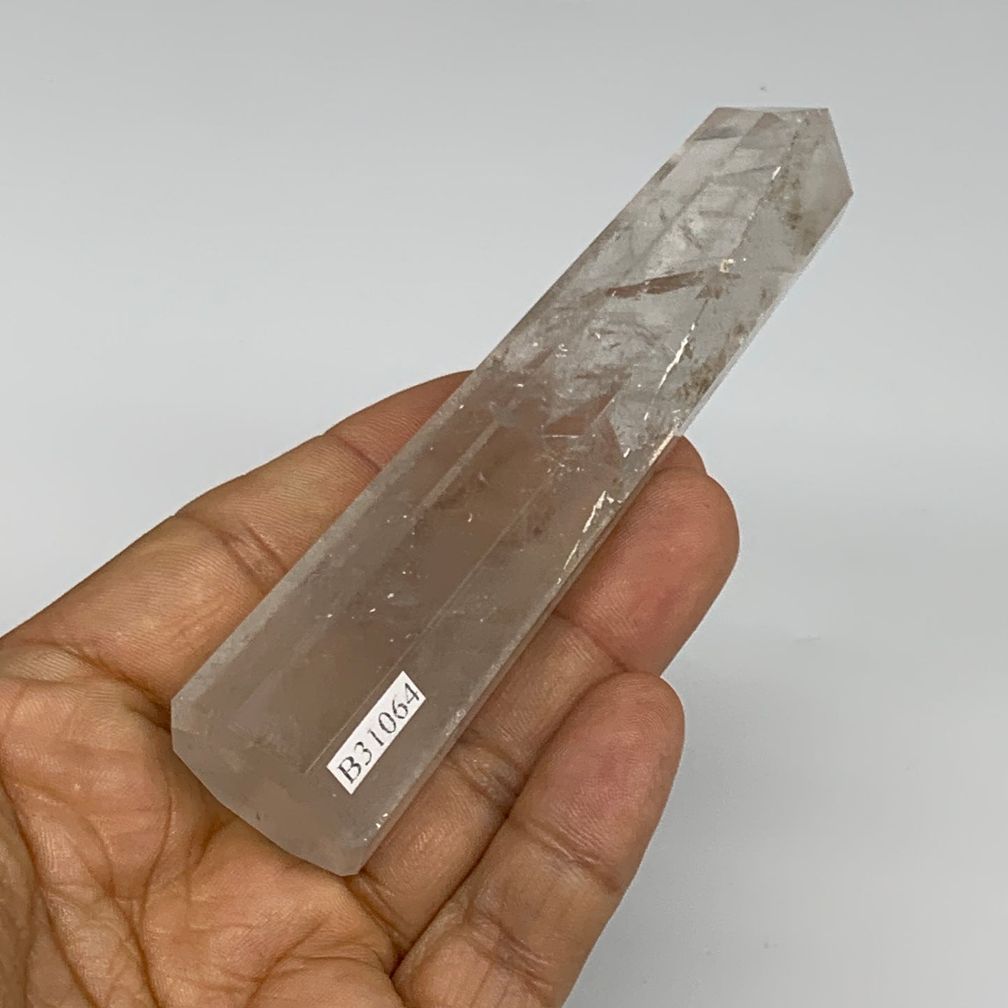 101.4g, 4.1"x1"x1", Natural Quartz Crystal Tower Point Obelisk @India, B31064