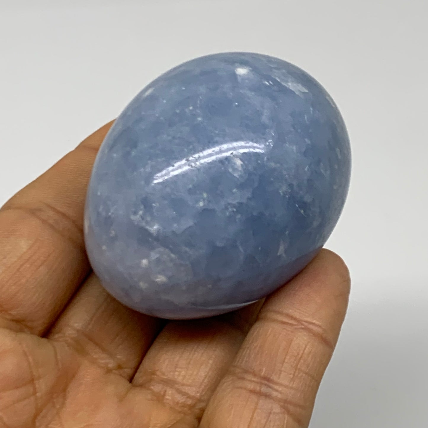 130g, 2.1"x1.7", Natural Blue Calcite Egg Polished Crystal @Madagascar, B38393