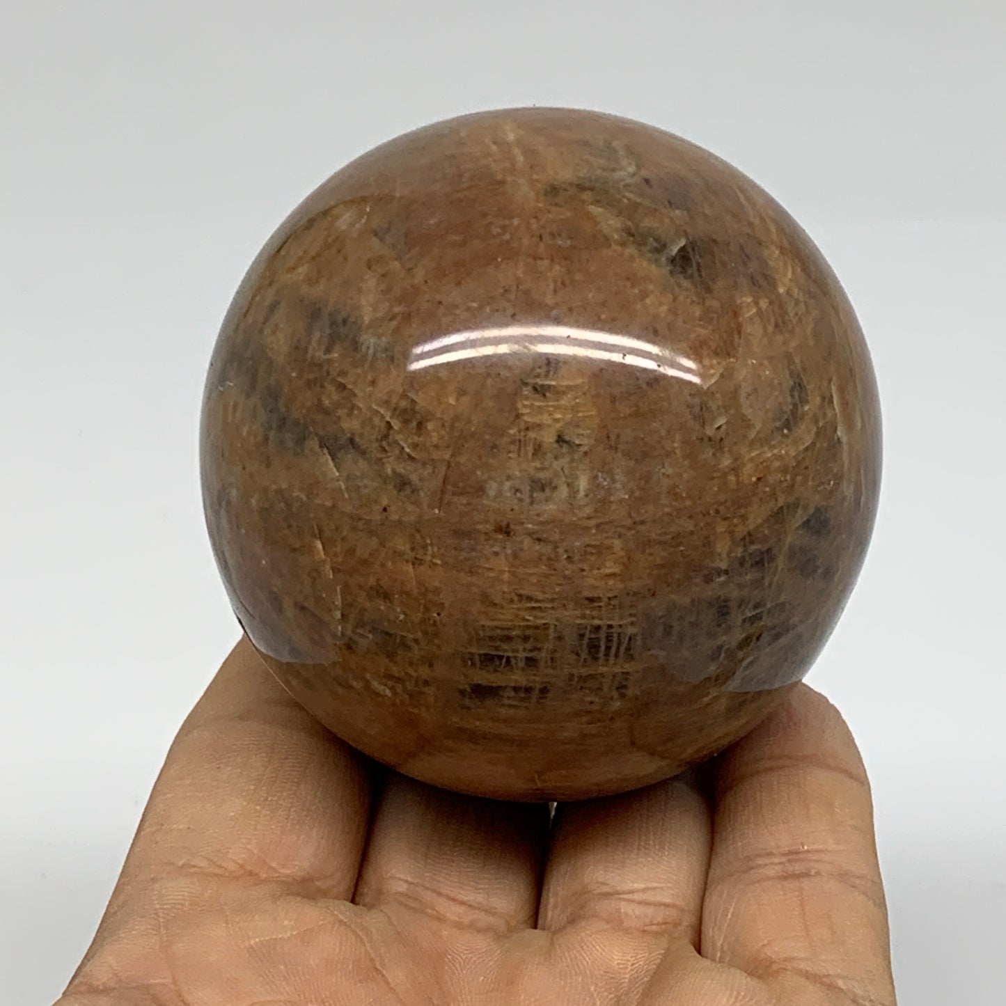 0.77 lbs, 2.5"(64mm), Black Moonstone Sphere Ball Gemstone Polished, B37530