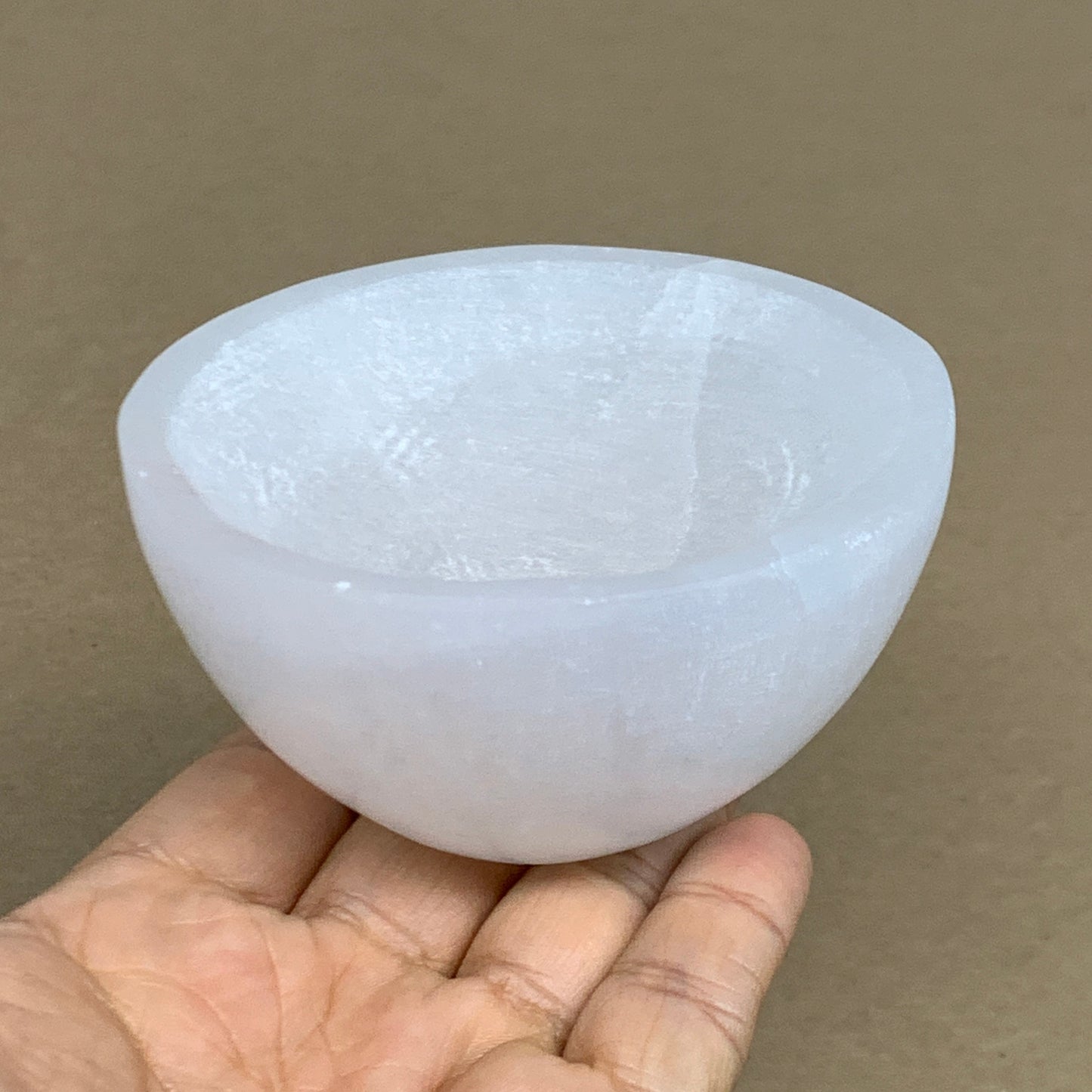 0.66 lbs, 3.2" Natural Round Selenite Bowl Crystals from Morocco, B35937