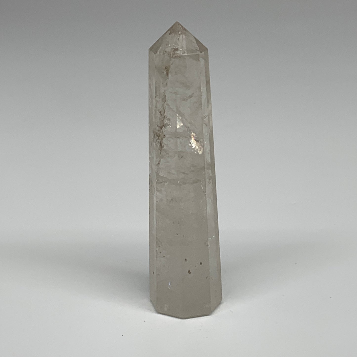101.4g, 4.1"x1"x1", Natural Quartz Crystal Tower Point Obelisk @India, B31064