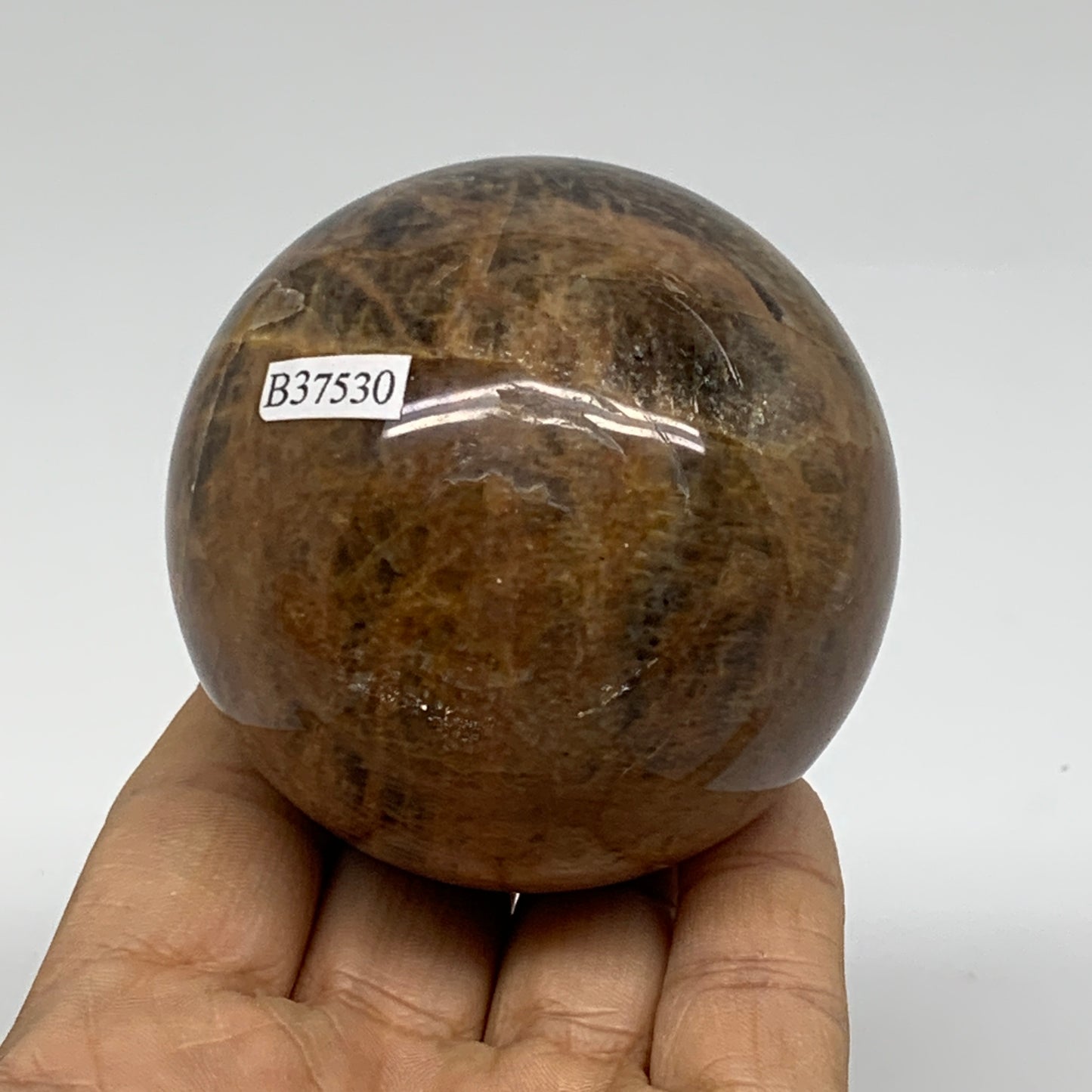 0.77 lbs, 2.5"(64mm), Black Moonstone Sphere Ball Gemstone Polished, B37530