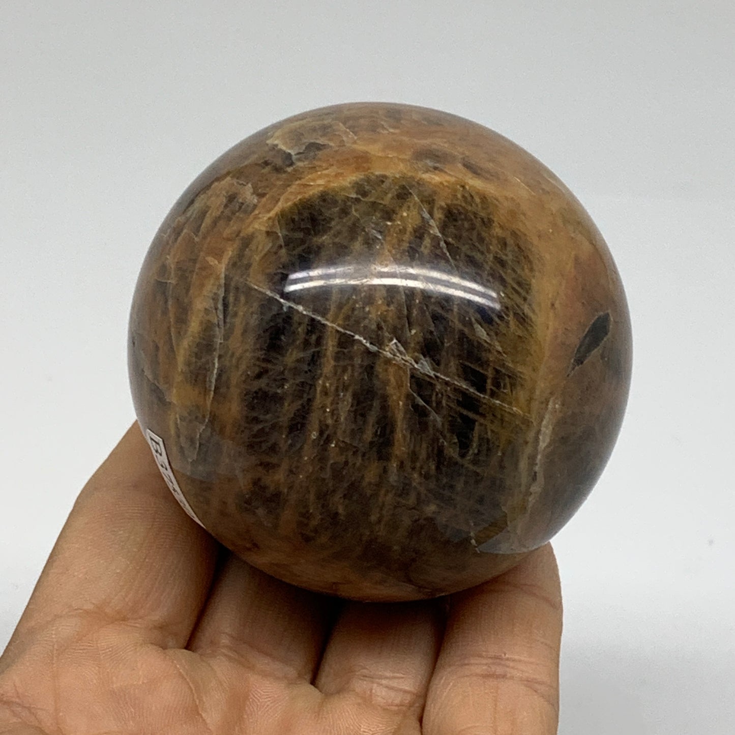 0.77 lbs, 2.5"(64mm), Black Moonstone Sphere Ball Gemstone Polished, B37530