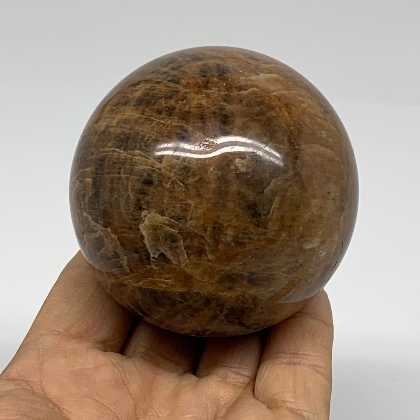 0.77 lbs, 2.5"(64mm), Black Moonstone Sphere Ball Gemstone Polished, B37530