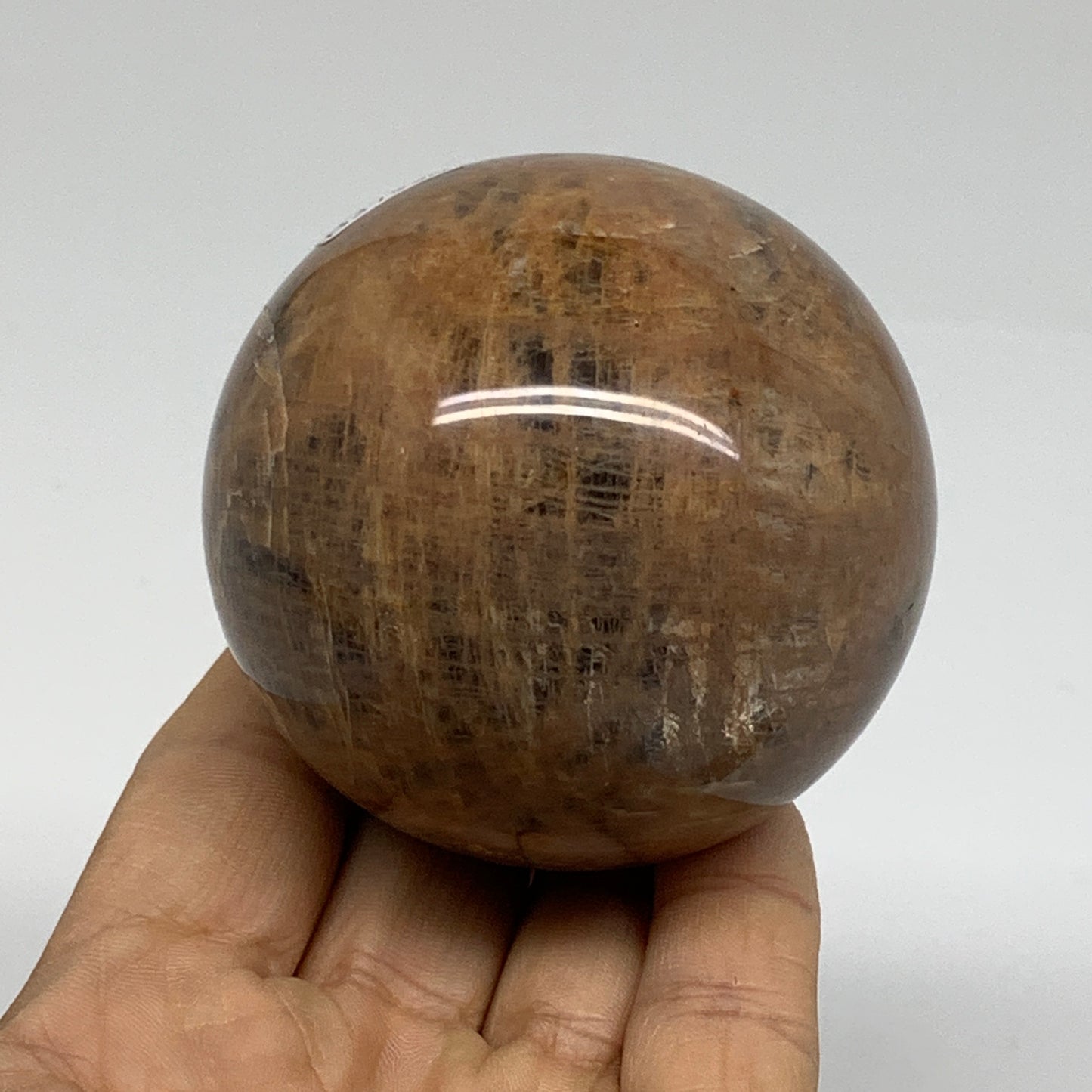 0.77 lbs, 2.5"(64mm), Black Moonstone Sphere Ball Gemstone Polished, B37530