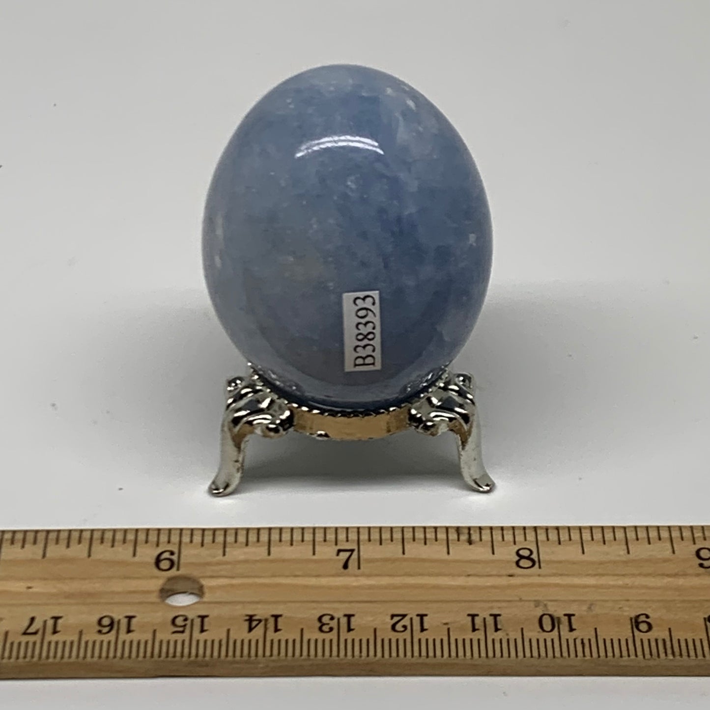 130g, 2.1"x1.7", Natural Blue Calcite Egg Polished Crystal @Madagascar, B38393