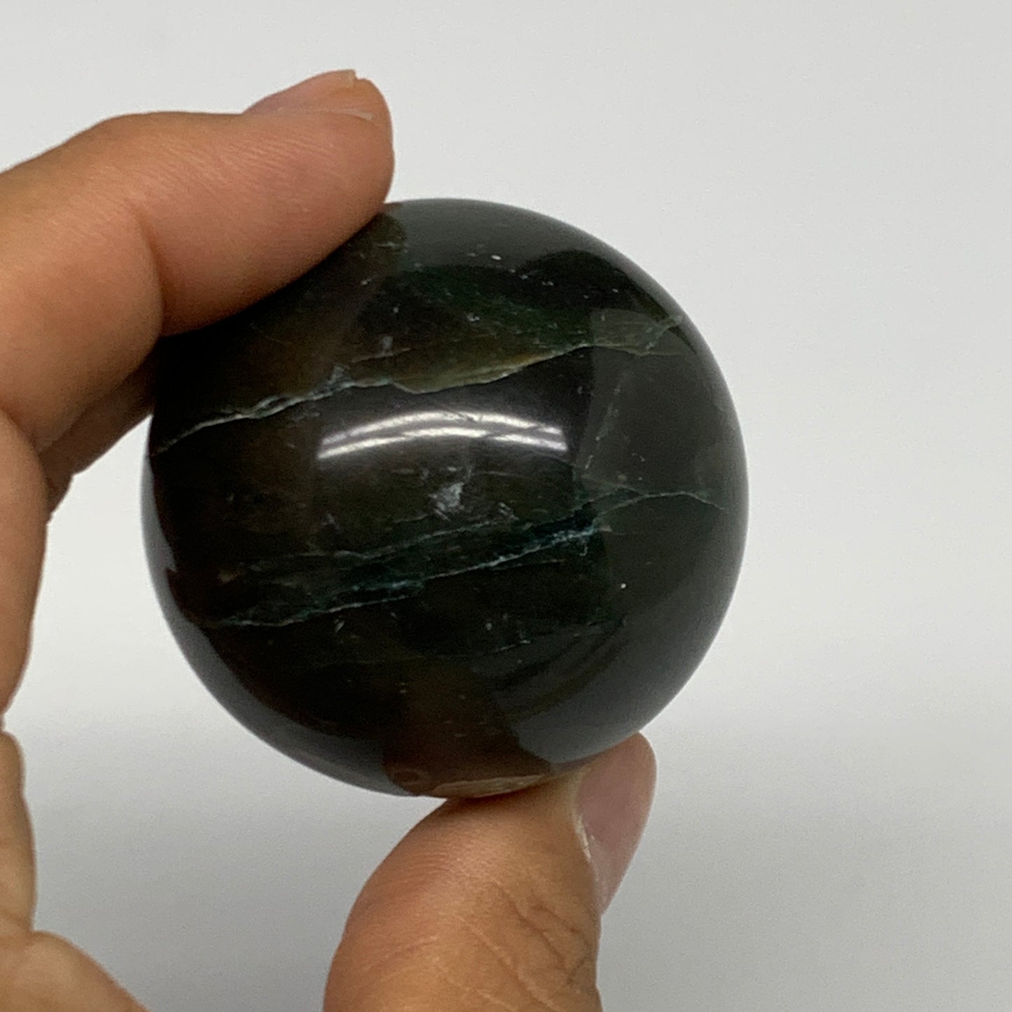 116.1g, 1.7"(43mm) Green Zade Stone Sphere Gemstone,Healing Crystal, B27167