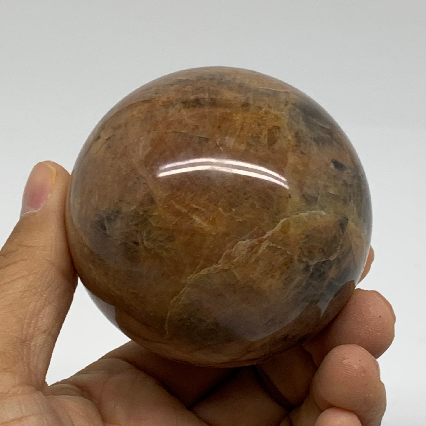 0.77 lbs, 2.5"(64mm), Black Moonstone Sphere Ball Gemstone Polished, B37530