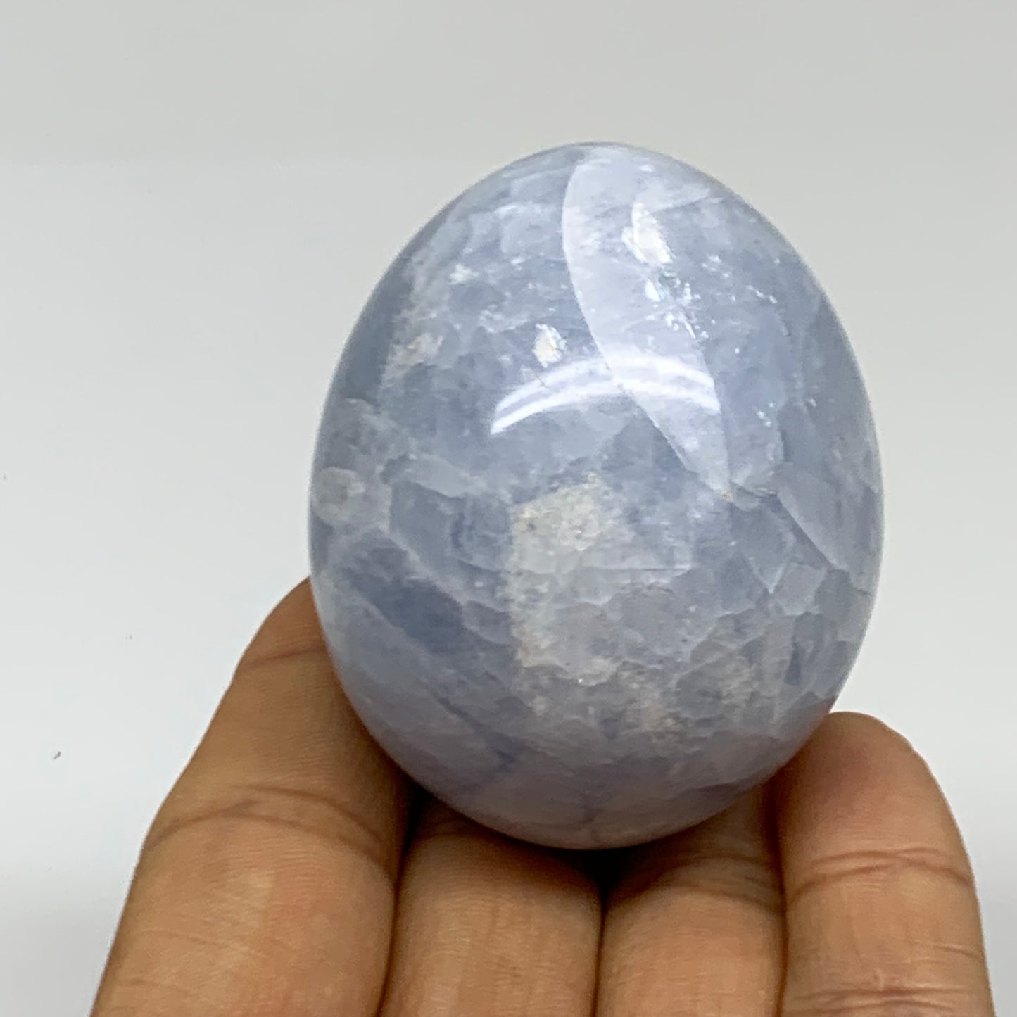 156.4g, 2.2"x1.8", Natural Blue Calcite Egg Polished Crystal @Madagascar, B38394