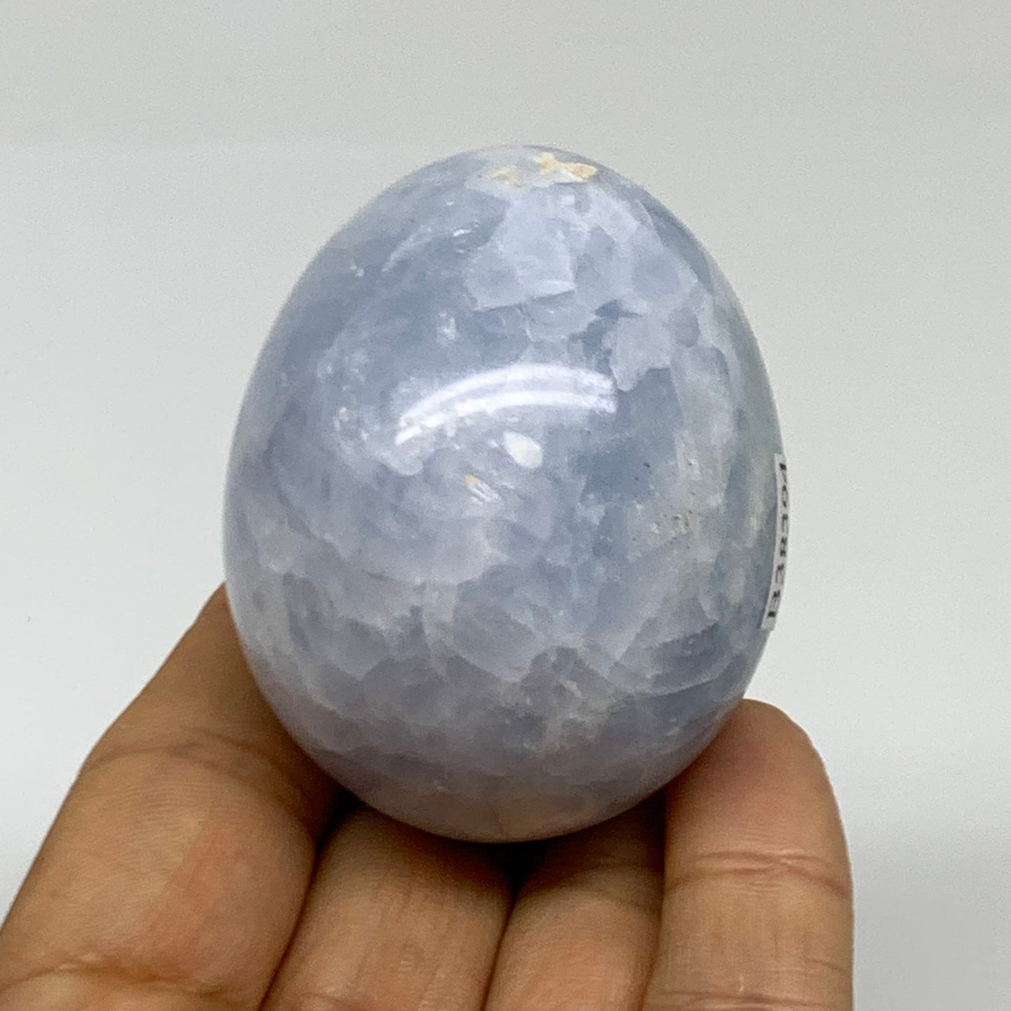 156.4g, 2.2"x1.8", Natural Blue Calcite Egg Polished Crystal @Madagascar, B38394