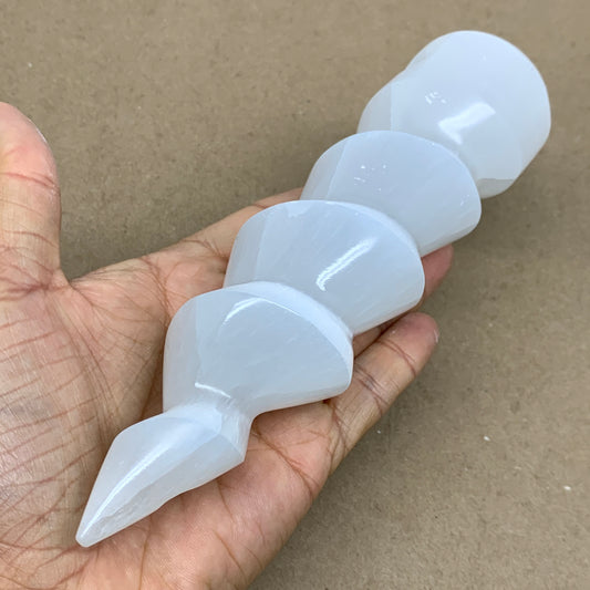 1 lbs.,7.25"x2", Selenite Spiral Crystal Tower Wand Point, B36612