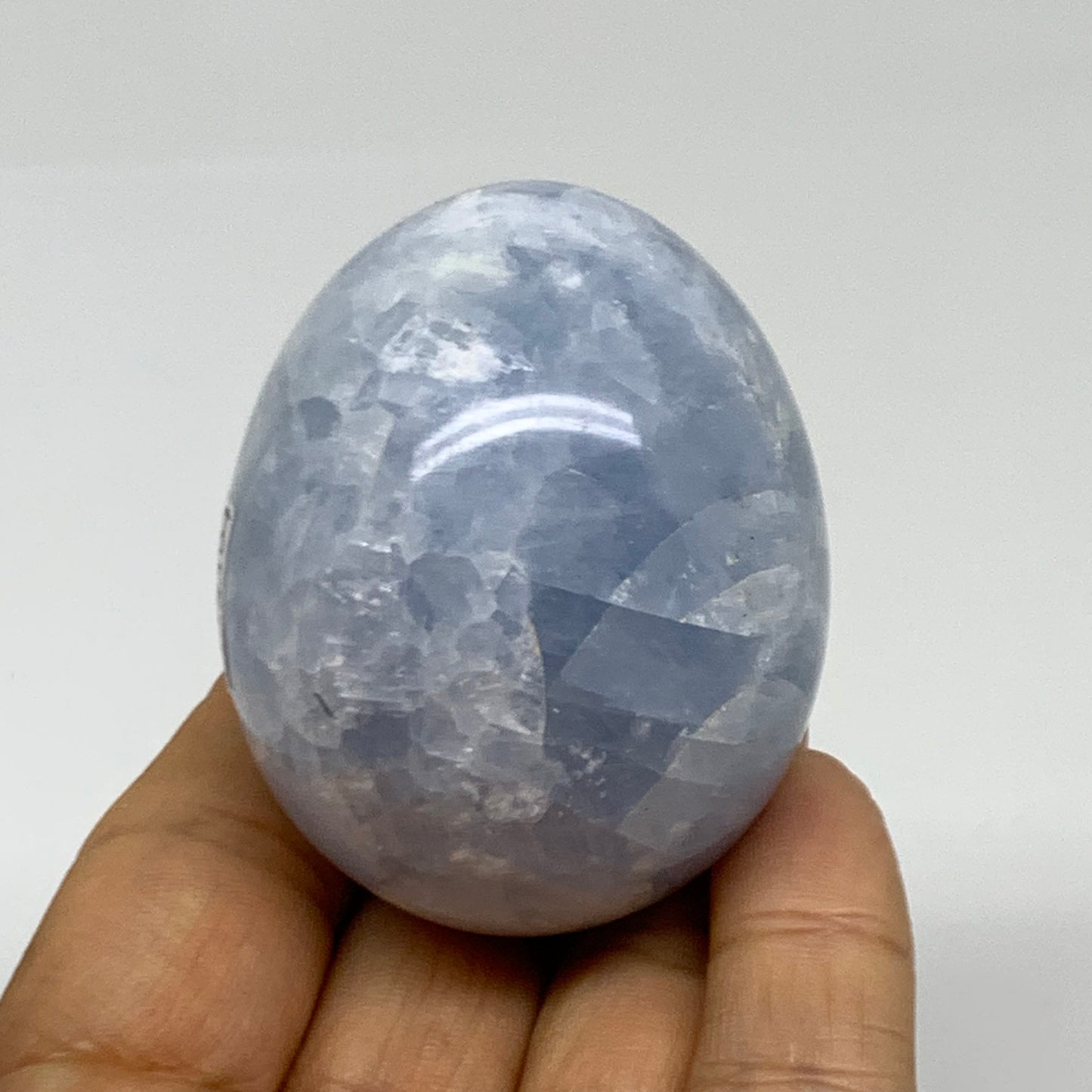 156.4g, 2.2"x1.8", Natural Blue Calcite Egg Polished Crystal @Madagascar, B38394