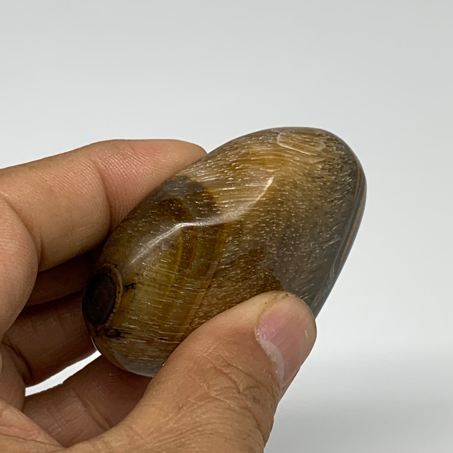 89.5g, 2.2"x2.3"x0.8", Tiger's Eye Heart Polished Healing Crystal @India, B33867
