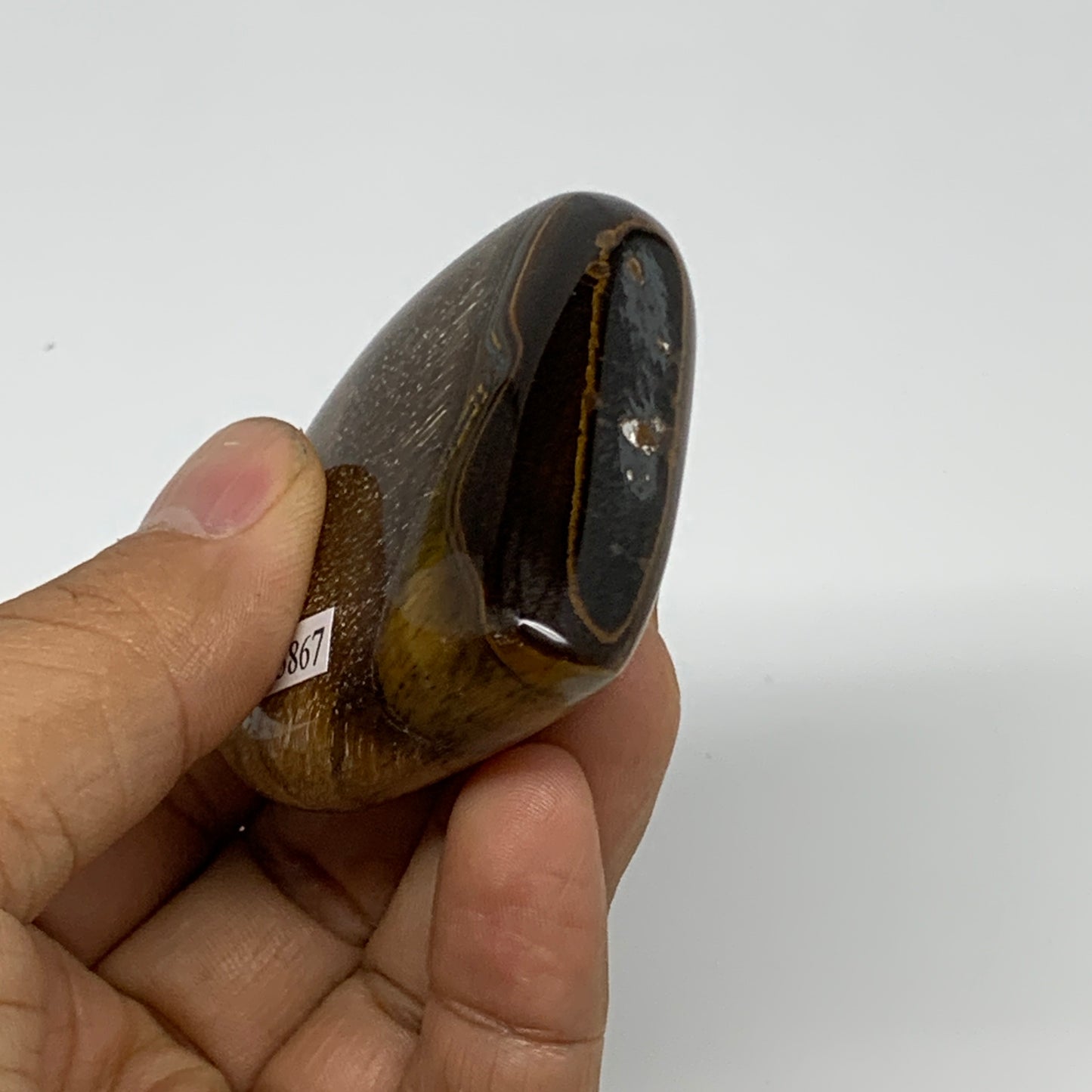 89.5g, 2.2"x2.3"x0.8", Tiger's Eye Heart Polished Healing Crystal @India, B33867