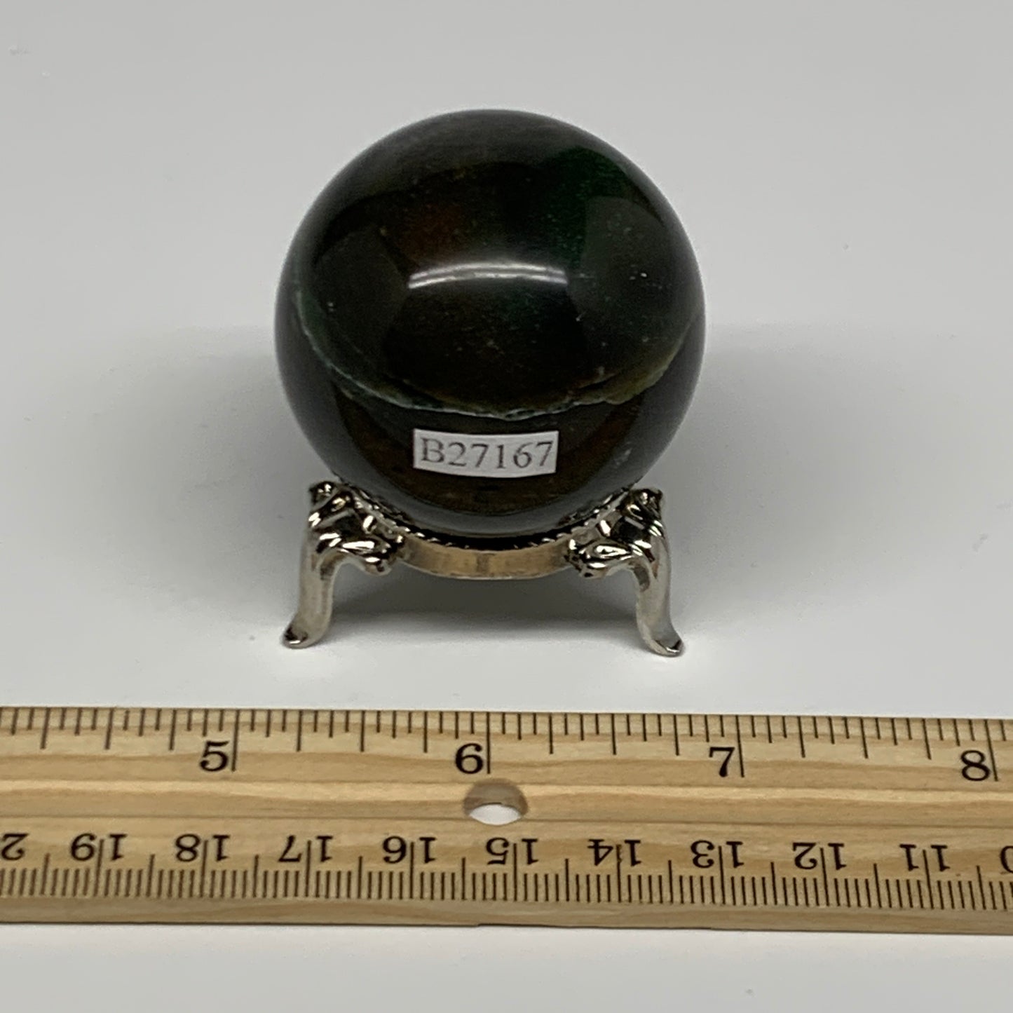 116.1g, 1.7"(43mm) Green Zade Stone Sphere Gemstone,Healing Crystal, B27167