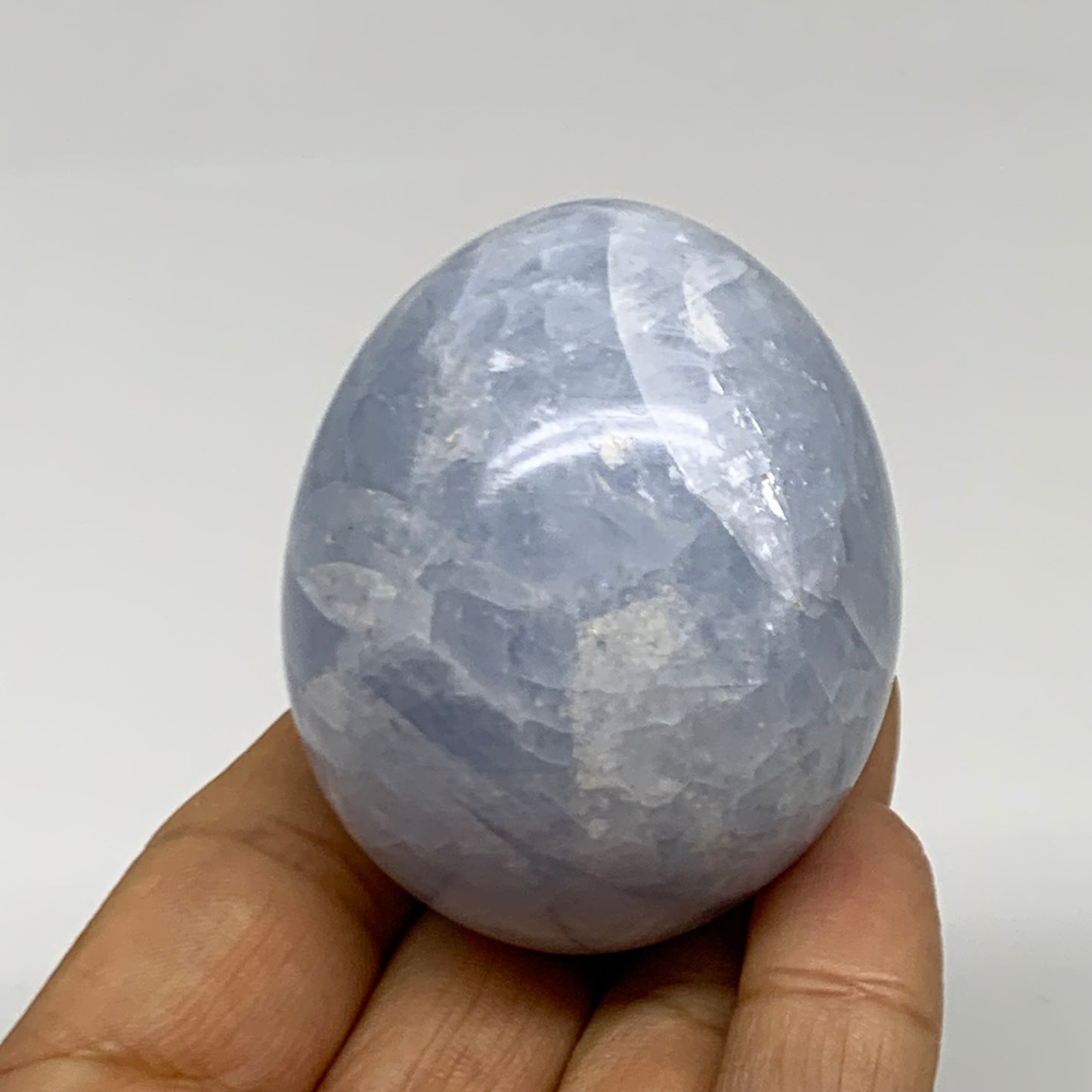 156.4g, 2.2"x1.8", Natural Blue Calcite Egg Polished Crystal @Madagascar, B38394