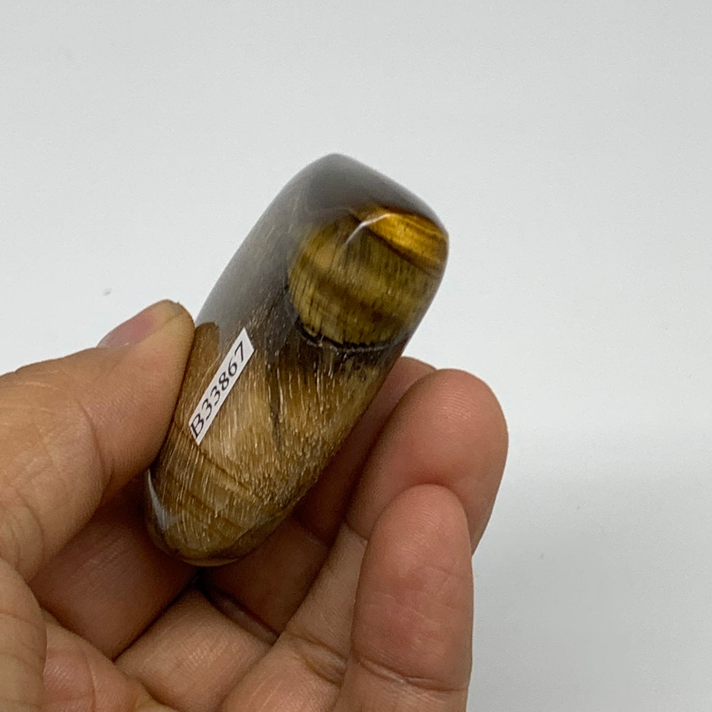 89.5g, 2.2"x2.3"x0.8", Tiger's Eye Heart Polished Healing Crystal @India, B33867