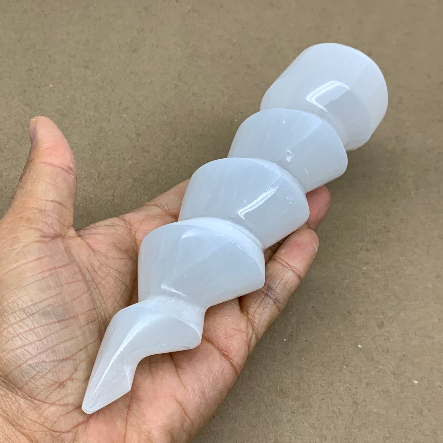 1 lbs.,7.25"x2", Selenite Spiral Crystal Tower Wand Point, B36612