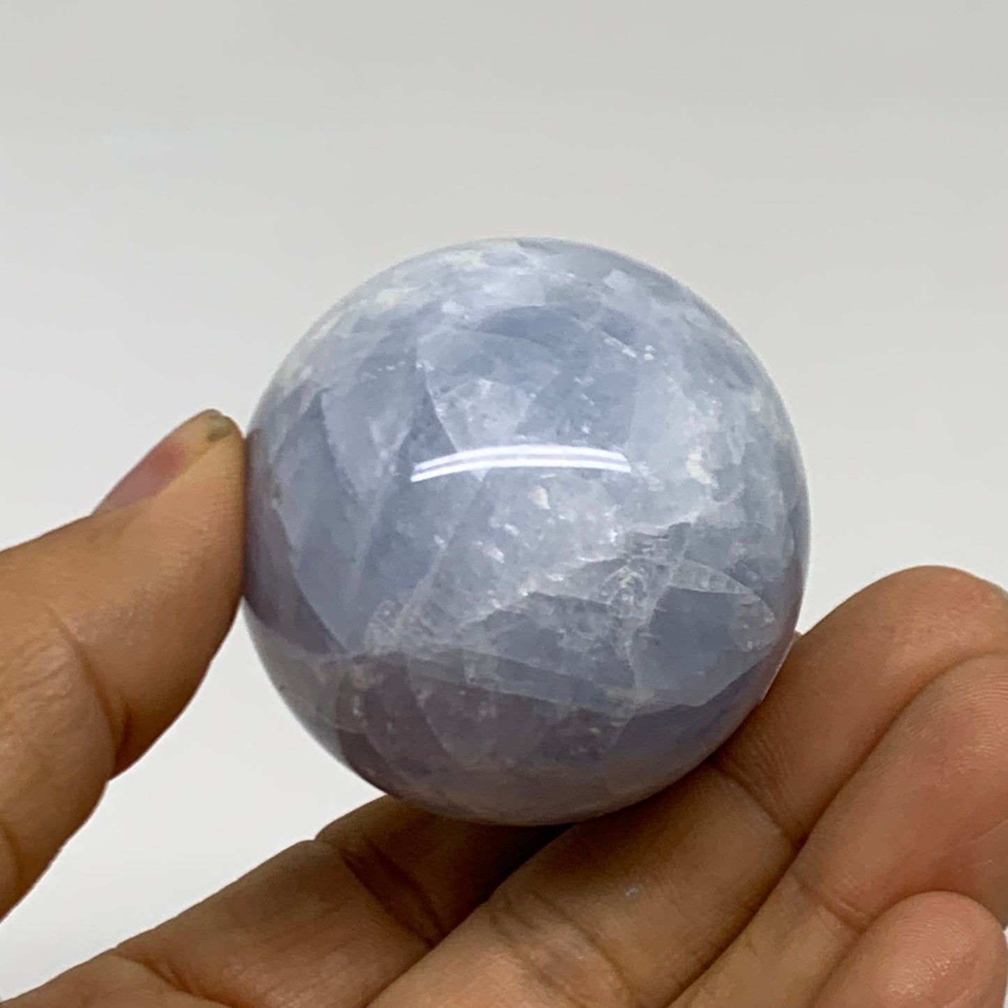 156.4g, 2.2"x1.8", Natural Blue Calcite Egg Polished Crystal @Madagascar, B38394