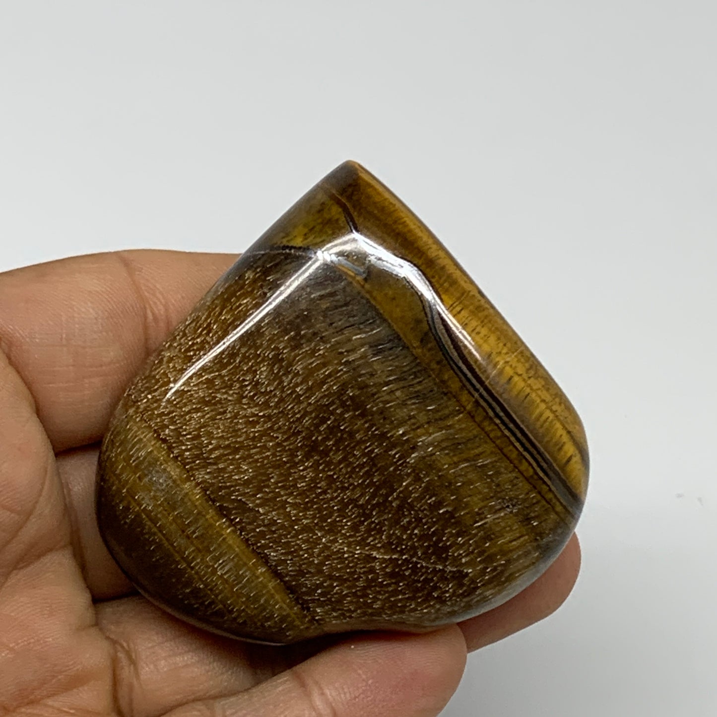 89.5g, 2.2"x2.3"x0.8", Tiger's Eye Heart Polished Healing Crystal @India, B33867