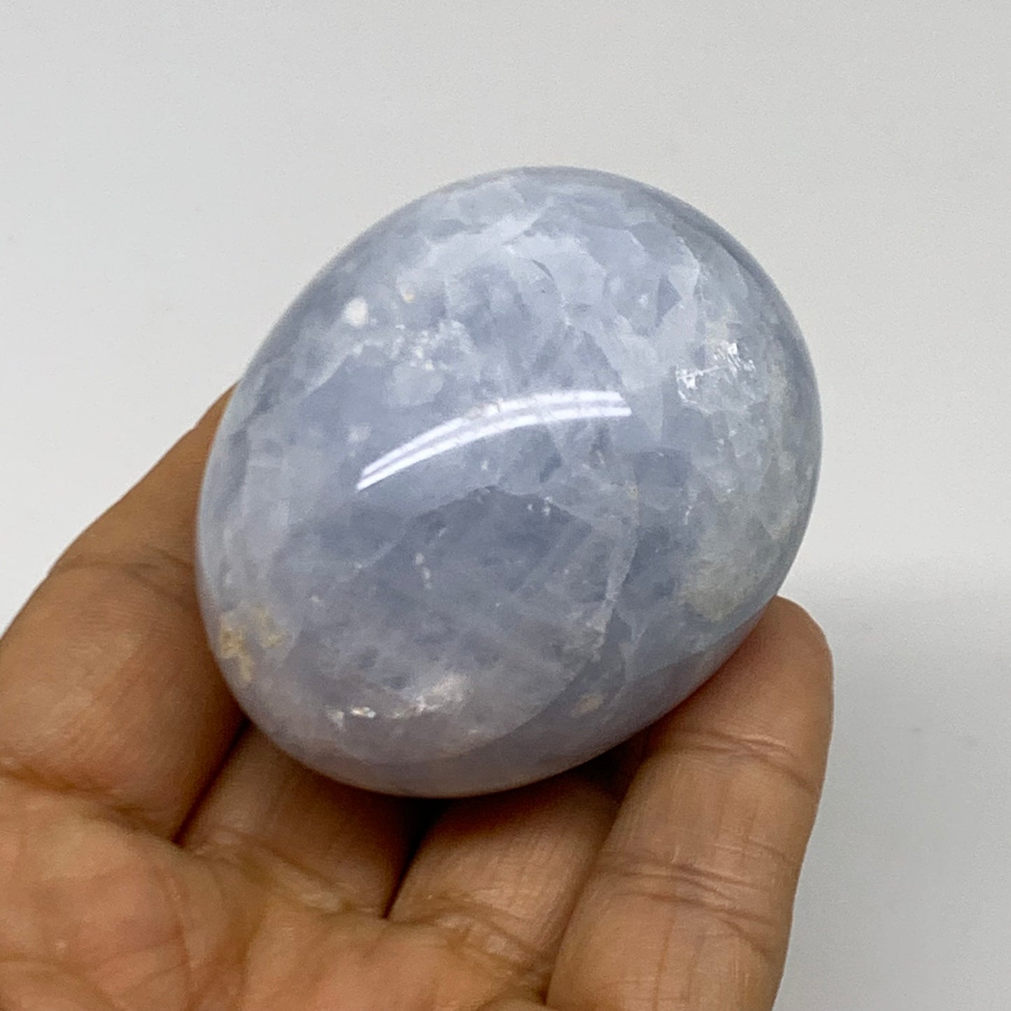 156.4g, 2.2"x1.8", Natural Blue Calcite Egg Polished Crystal @Madagascar, B38394