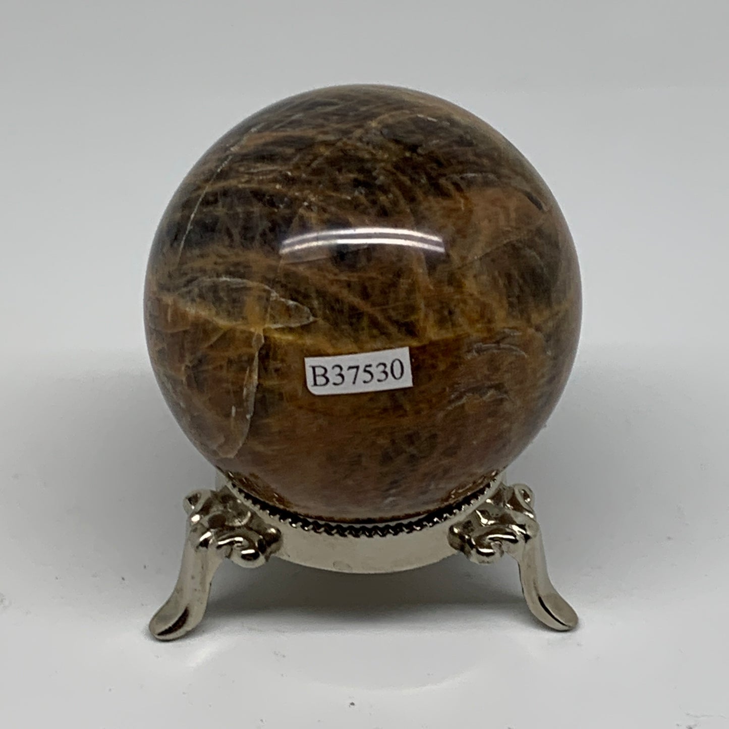 0.77 lbs, 2.5"(64mm), Black Moonstone Sphere Ball Gemstone Polished, B37530