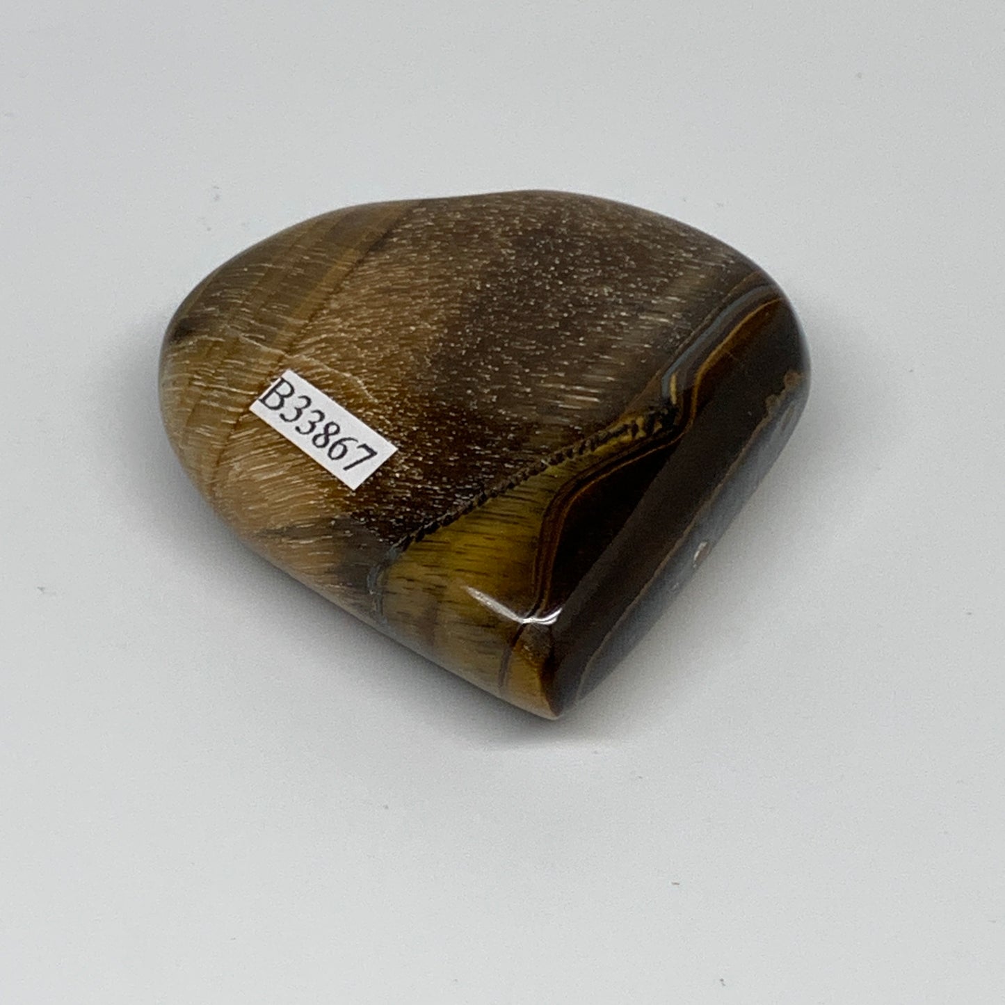 89.5g, 2.2"x2.3"x0.8", Tiger's Eye Heart Polished Healing Crystal @India, B33867