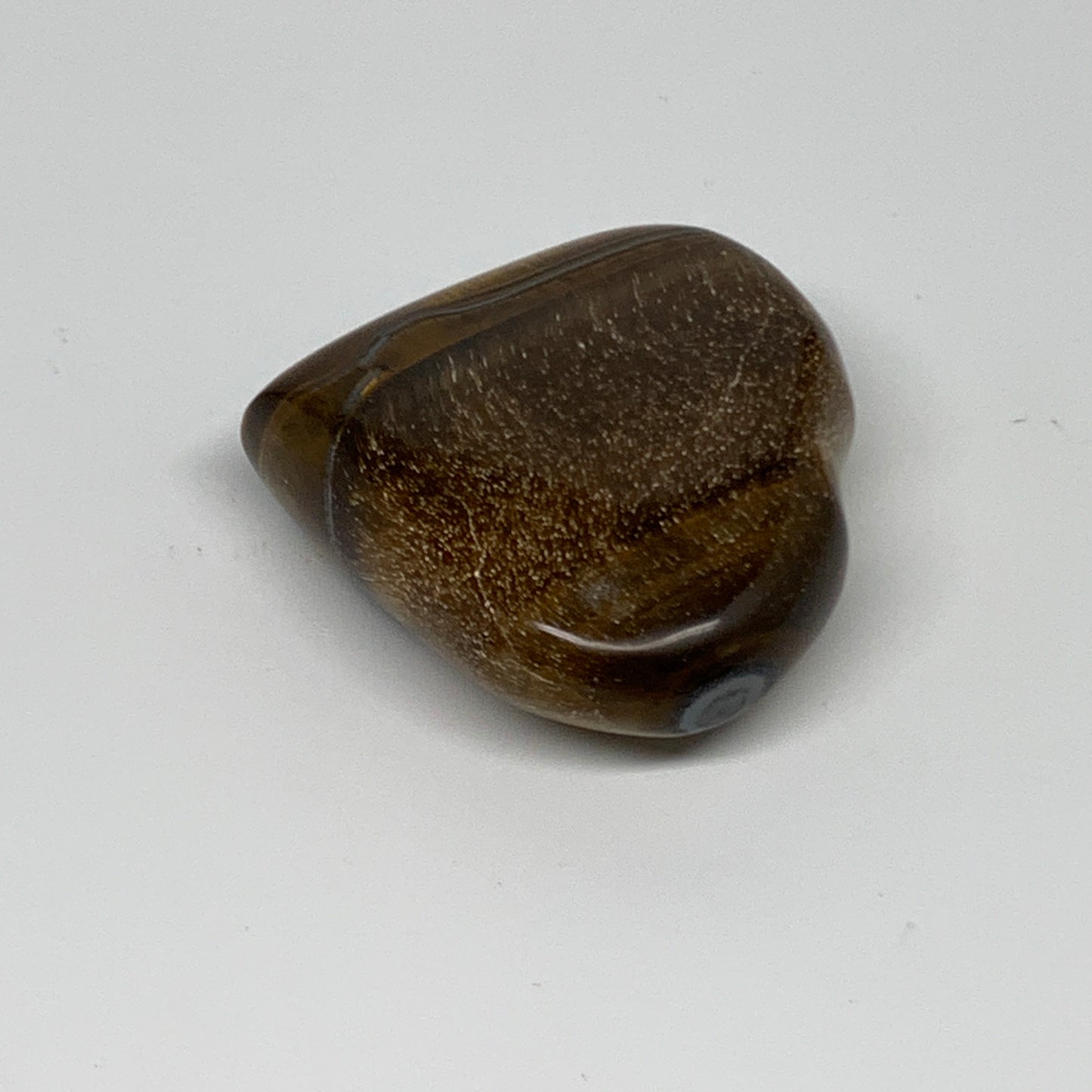 89.5g, 2.2"x2.3"x0.8", Tiger's Eye Heart Polished Healing Crystal @India, B33867