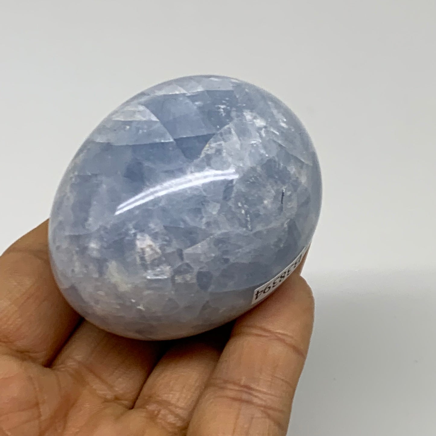 156.4g, 2.2"x1.8", Natural Blue Calcite Egg Polished Crystal @Madagascar, B38394