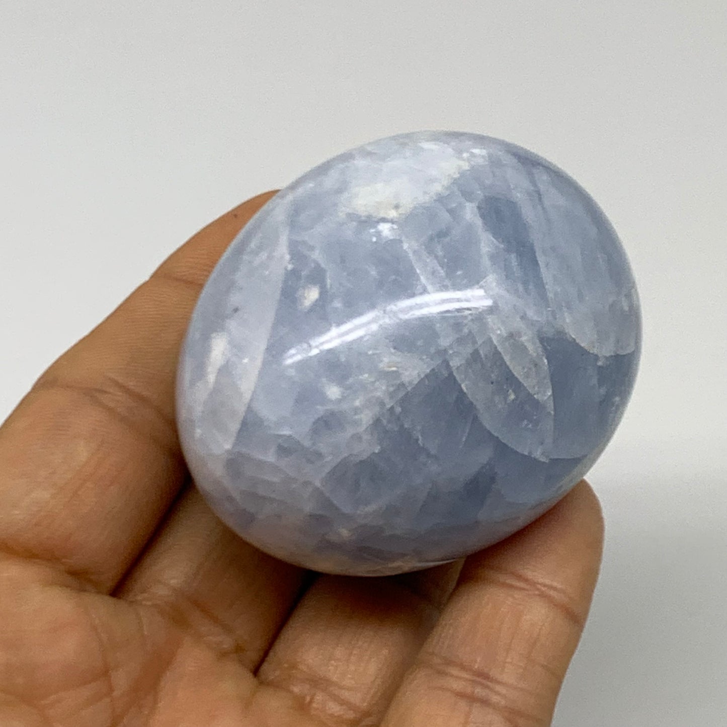 156.4g, 2.2"x1.8", Natural Blue Calcite Egg Polished Crystal @Madagascar, B38394