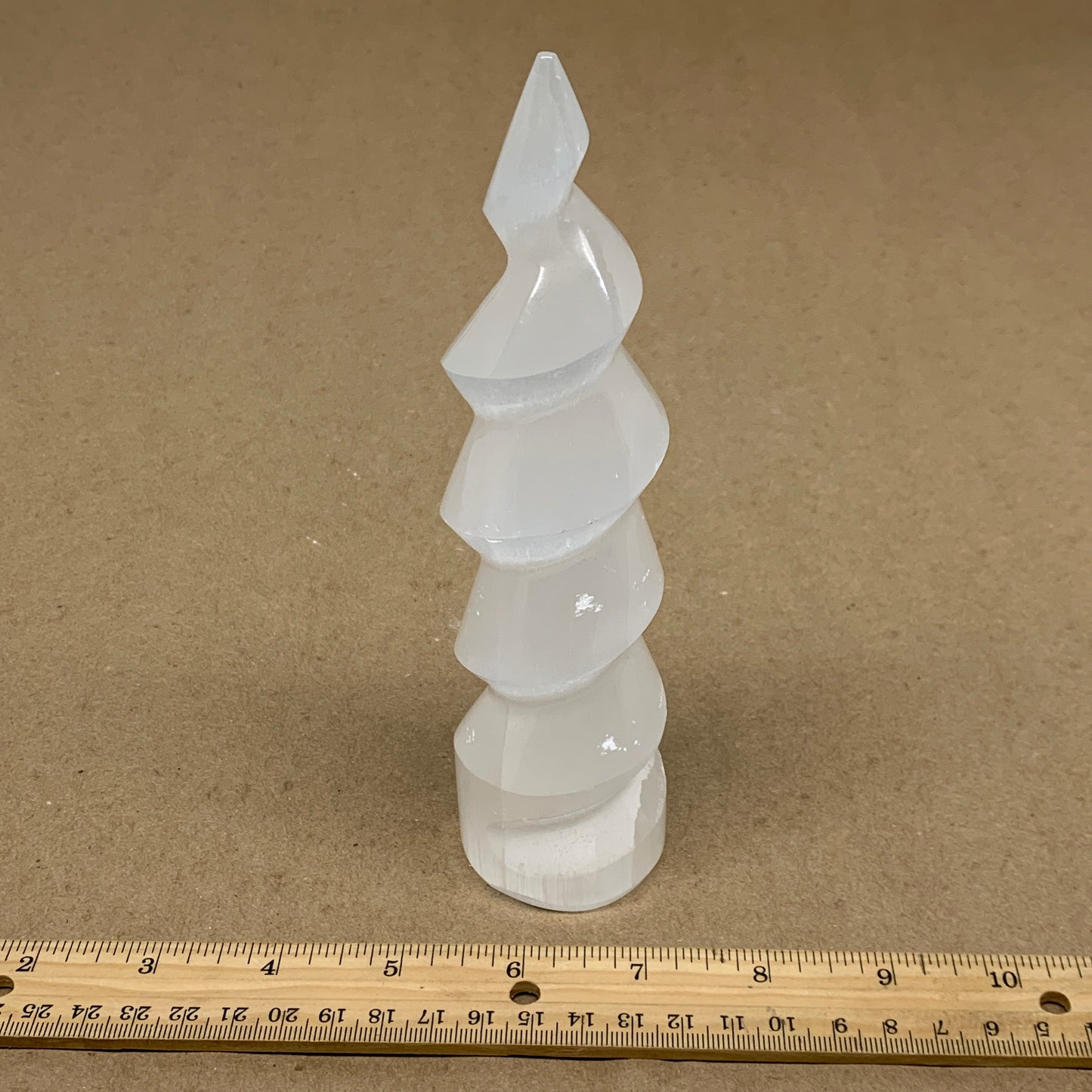 1 lbs.,7.25"x2", Selenite Spiral Crystal Tower Wand Point, B36612