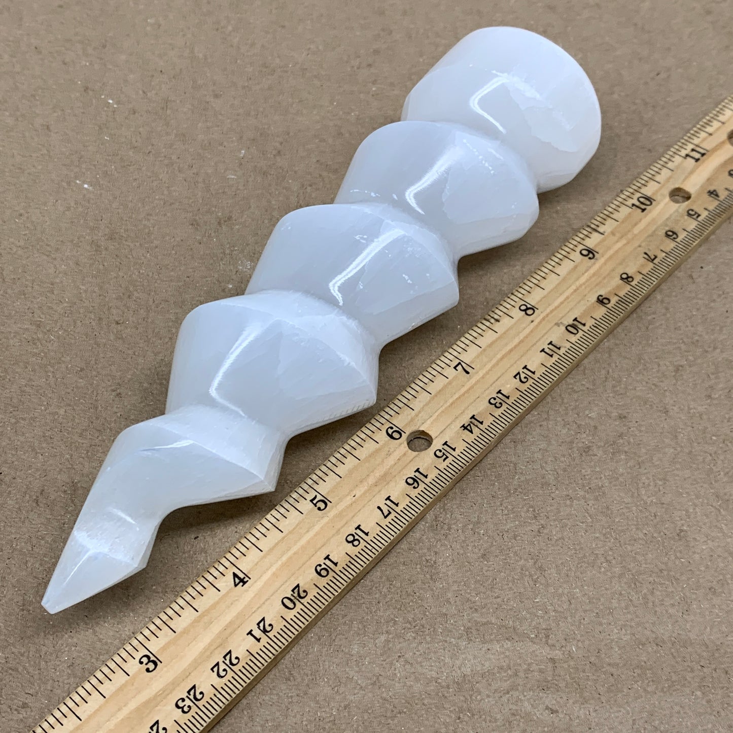 1 lbs.,7.25"x2", Selenite Spiral Crystal Tower Wand Point, B36612