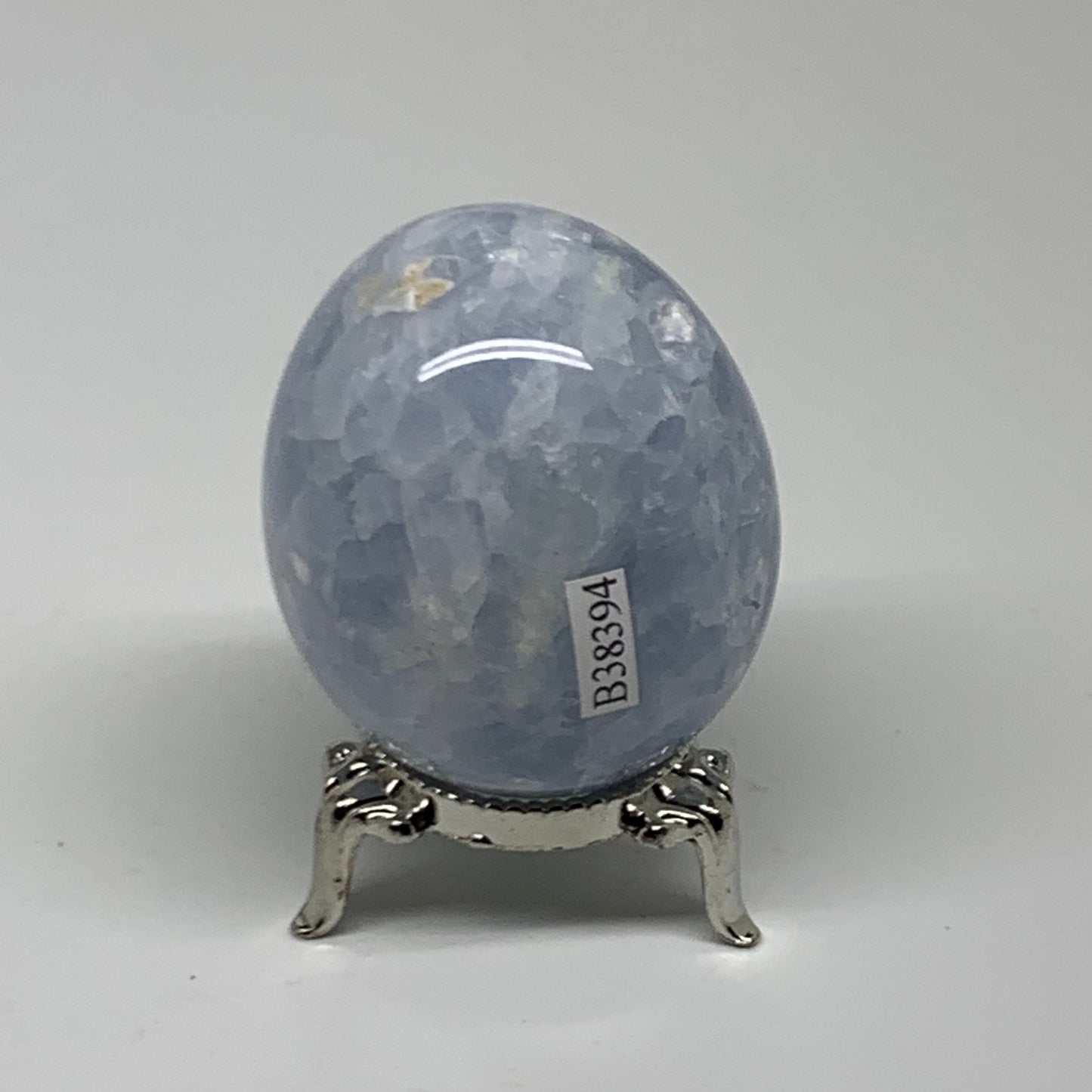 156.4g, 2.2"x1.8", Natural Blue Calcite Egg Polished Crystal @Madagascar, B38394