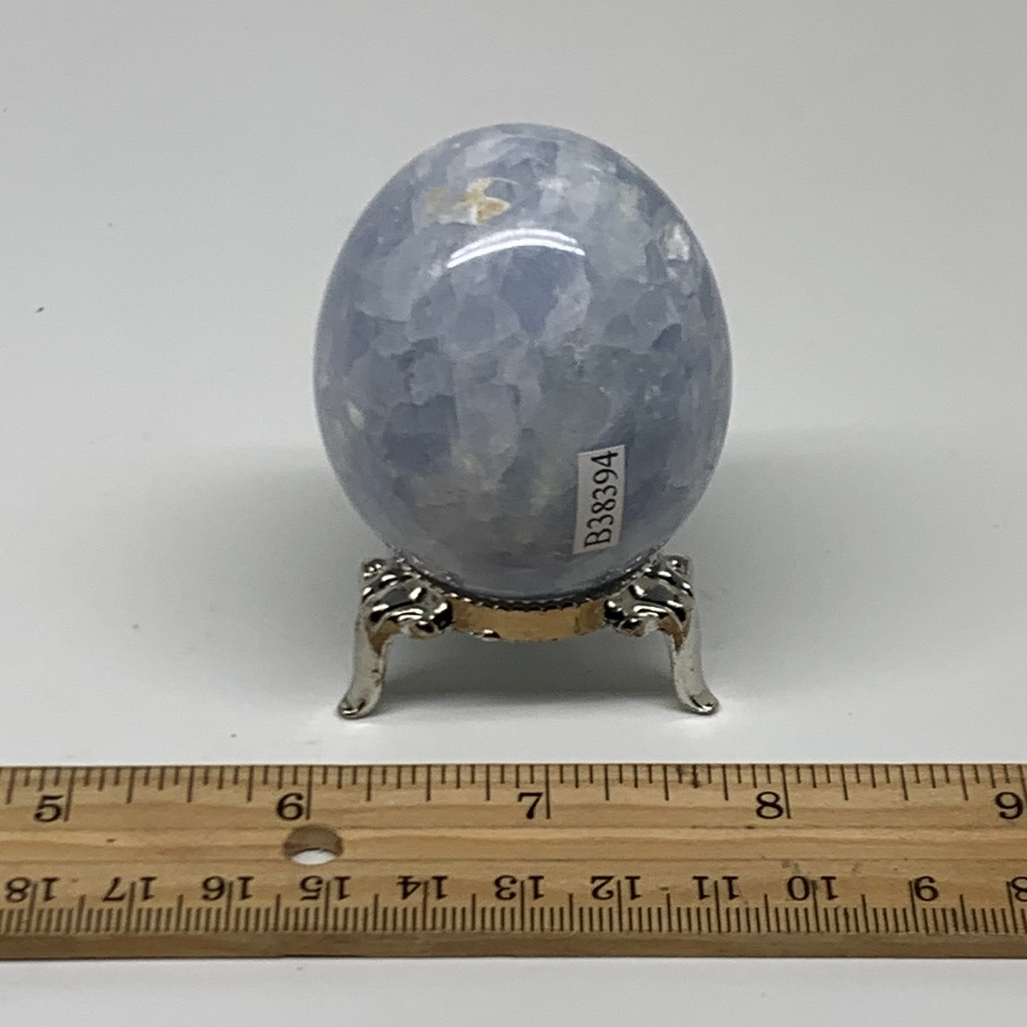 156.4g, 2.2"x1.8", Natural Blue Calcite Egg Polished Crystal @Madagascar, B38394