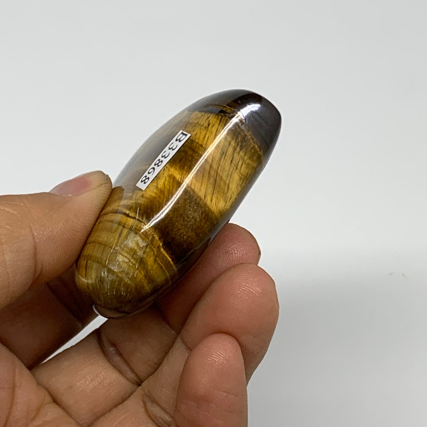 89.9g, 2.2"x2.1"x0.8", Tiger's Eye Heart Polished Healing Crystal @India, B33868