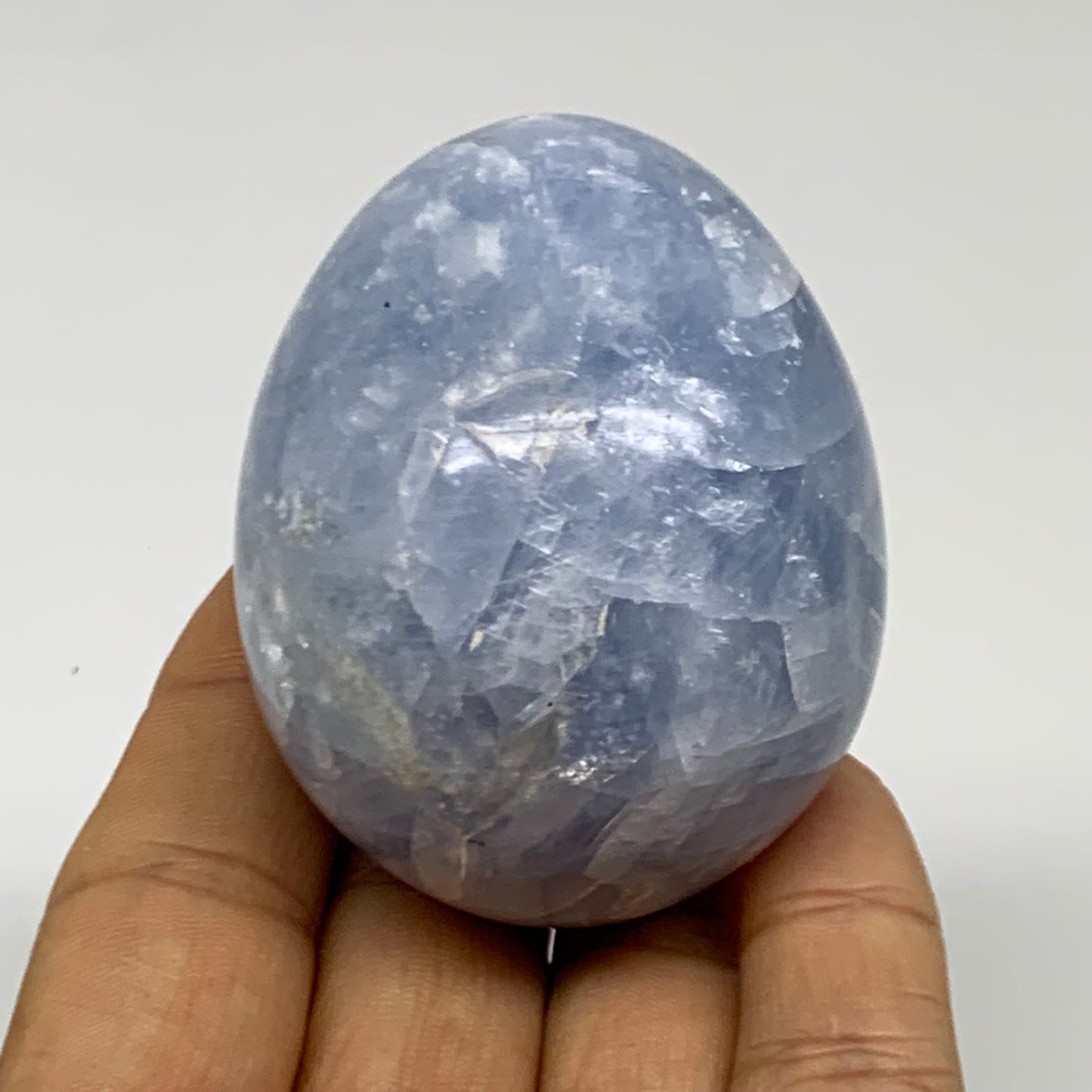 185.8g, 2.3"x1.9", Natural Blue Calcite Egg Polished Crystal @Madagascar, B38395