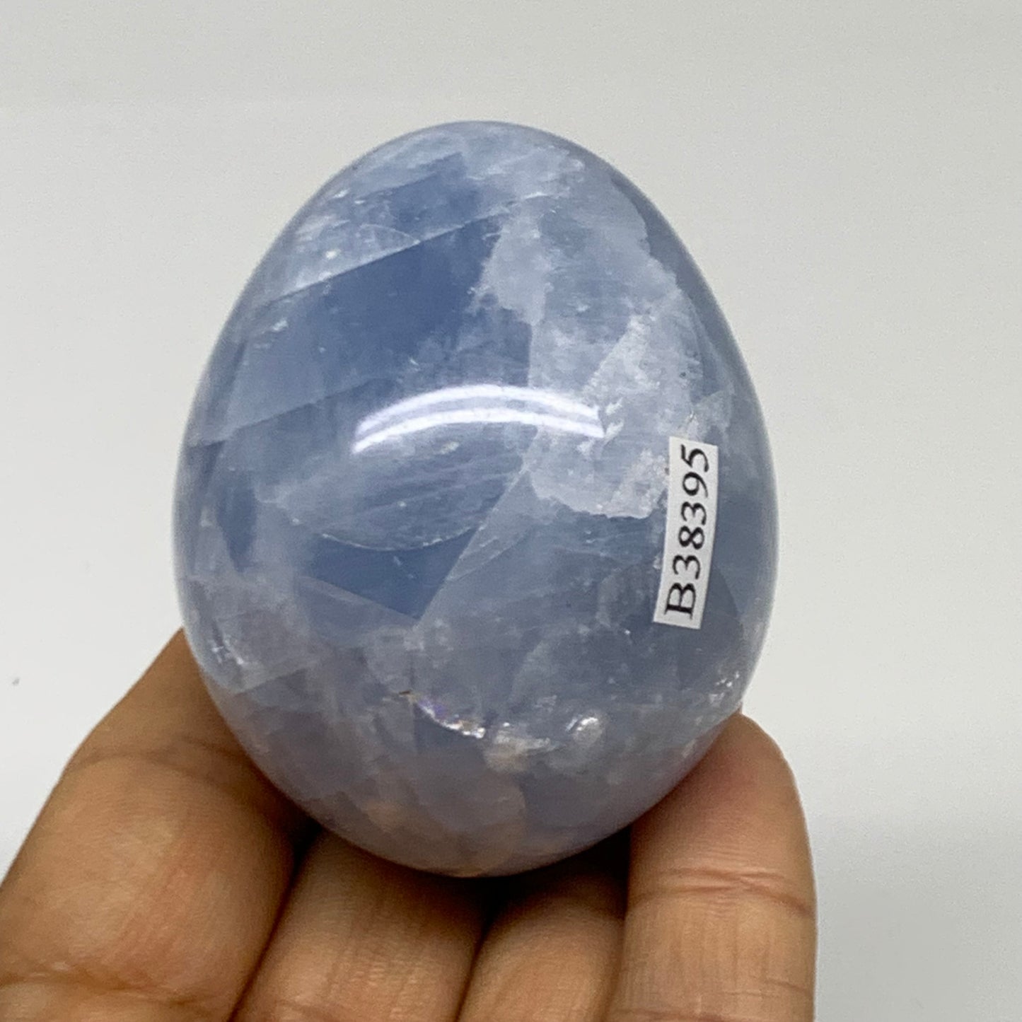 185.8g, 2.3"x1.9", Natural Blue Calcite Egg Polished Crystal @Madagascar, B38395