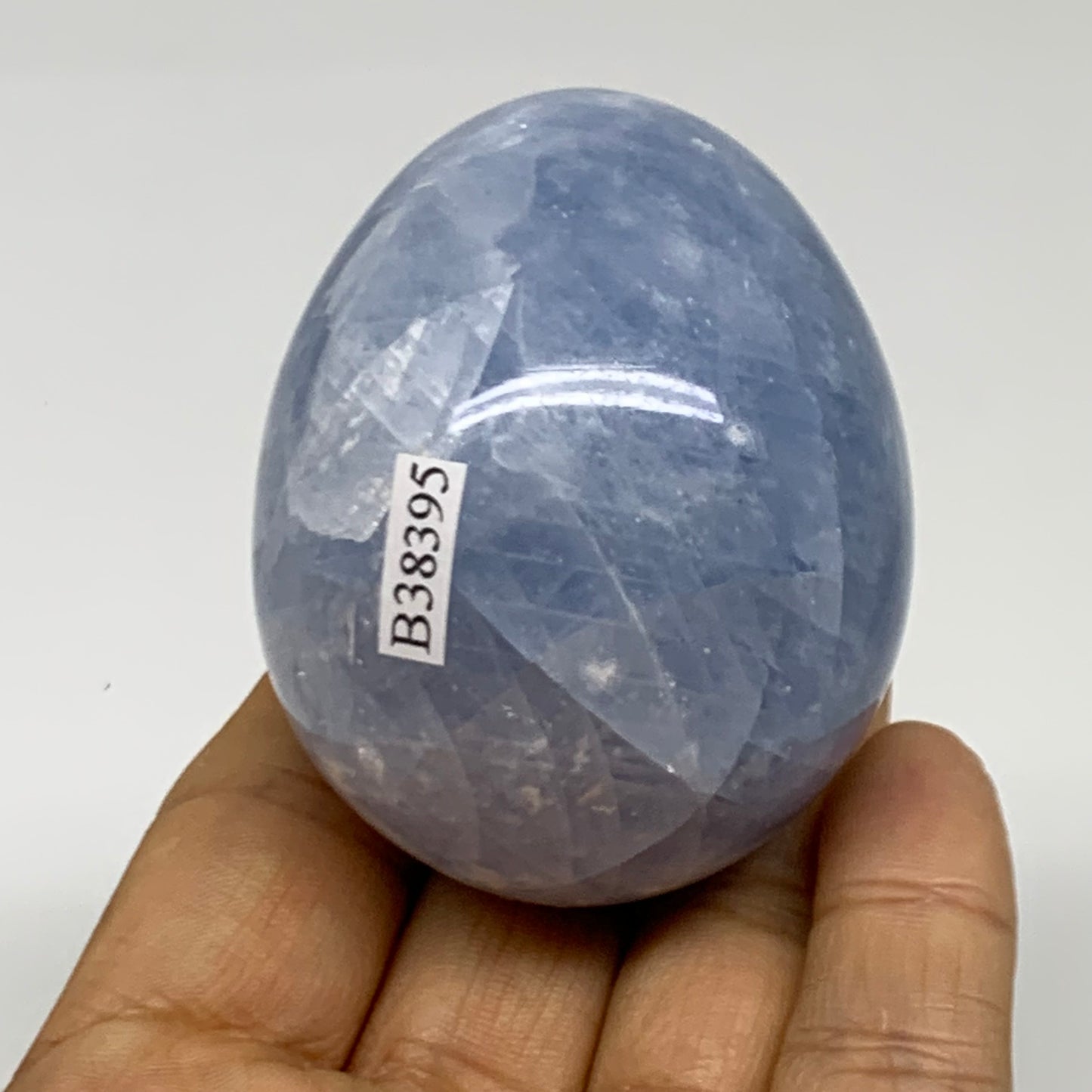 185.8g, 2.3"x1.9", Natural Blue Calcite Egg Polished Crystal @Madagascar, B38395