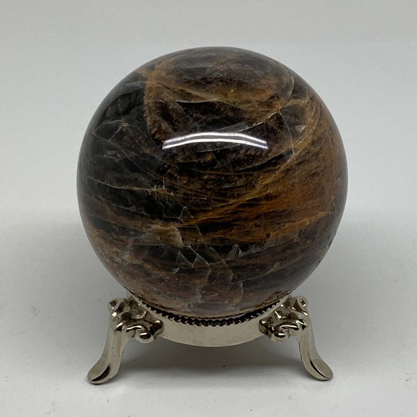 0.99 lbs, 2.7"(69mm), Black Moonstone Sphere Ball Gemstone Polished, B37531