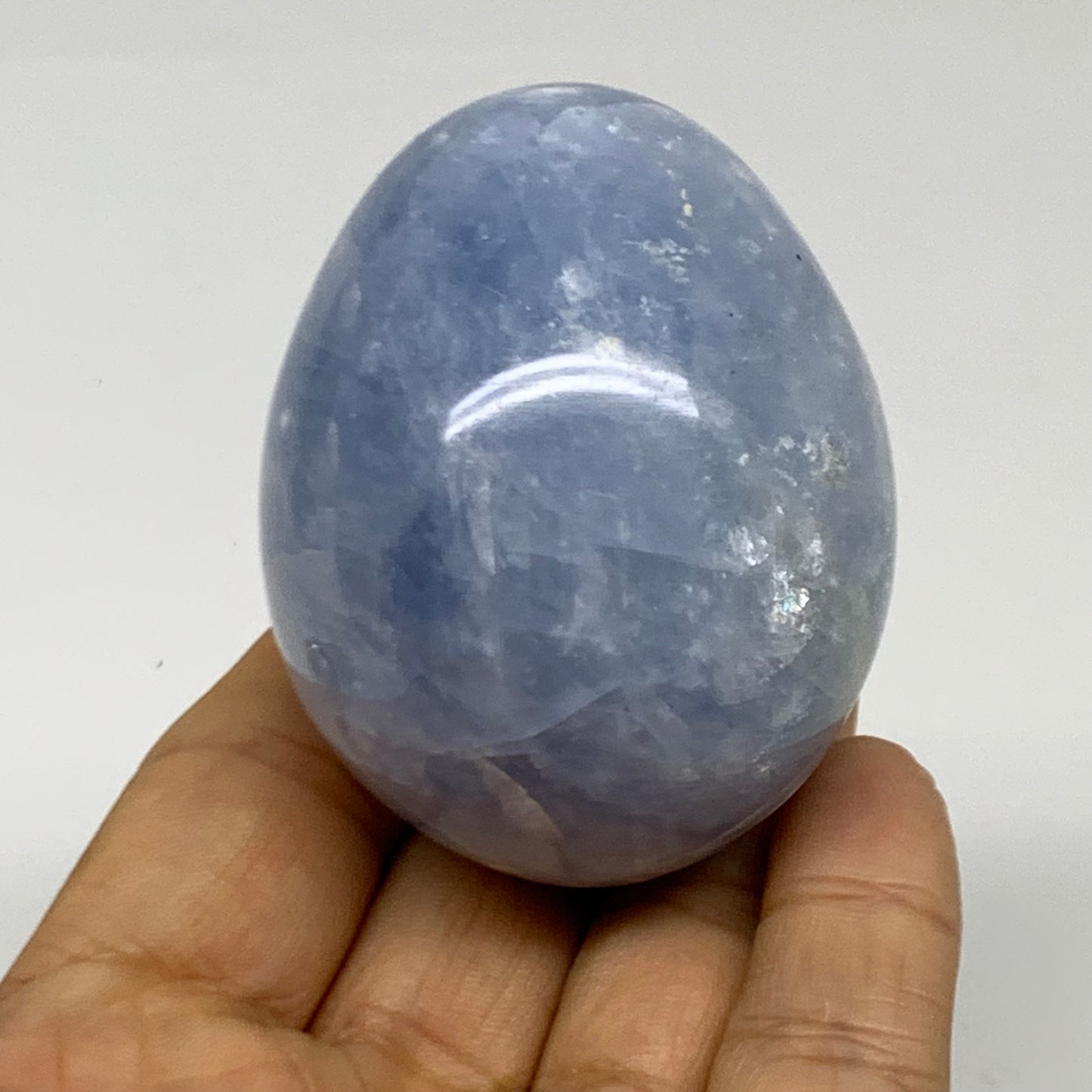 185.8g, 2.3"x1.9", Natural Blue Calcite Egg Polished Crystal @Madagascar, B38395