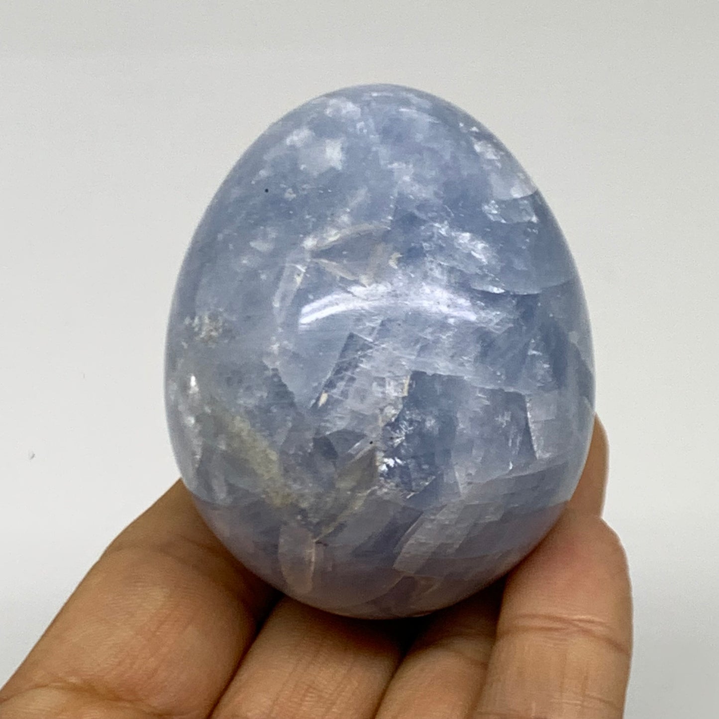 185.8g, 2.3"x1.9", Natural Blue Calcite Egg Polished Crystal @Madagascar, B38395