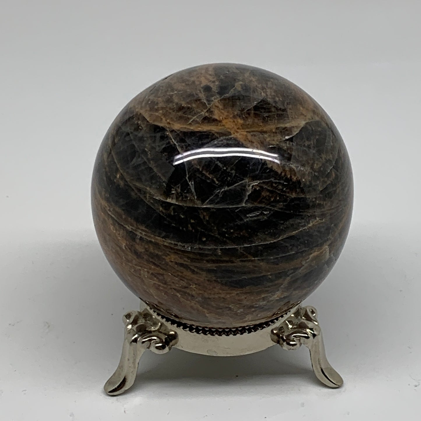 0.99 lbs, 2.7"(69mm), Black Moonstone Sphere Ball Gemstone Polished, B37531