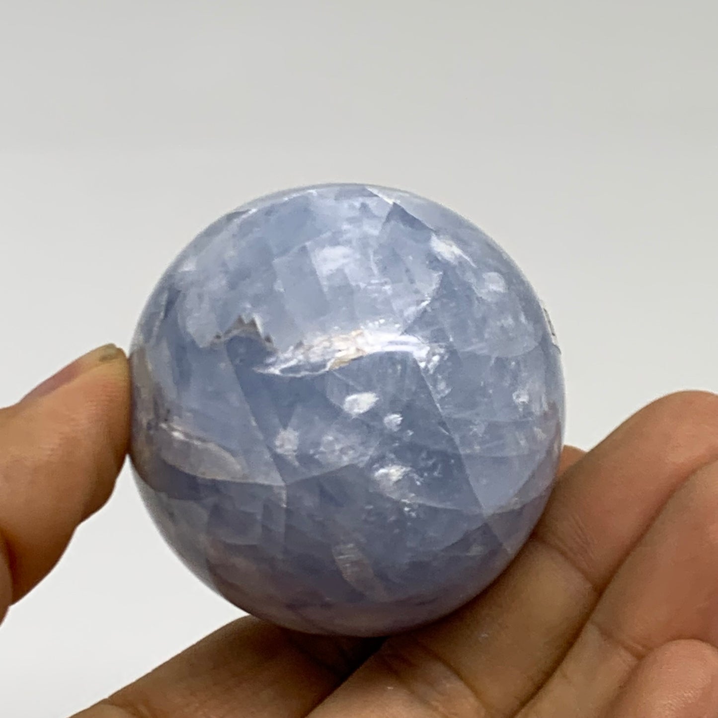 185.8g, 2.3"x1.9", Natural Blue Calcite Egg Polished Crystal @Madagascar, B38395